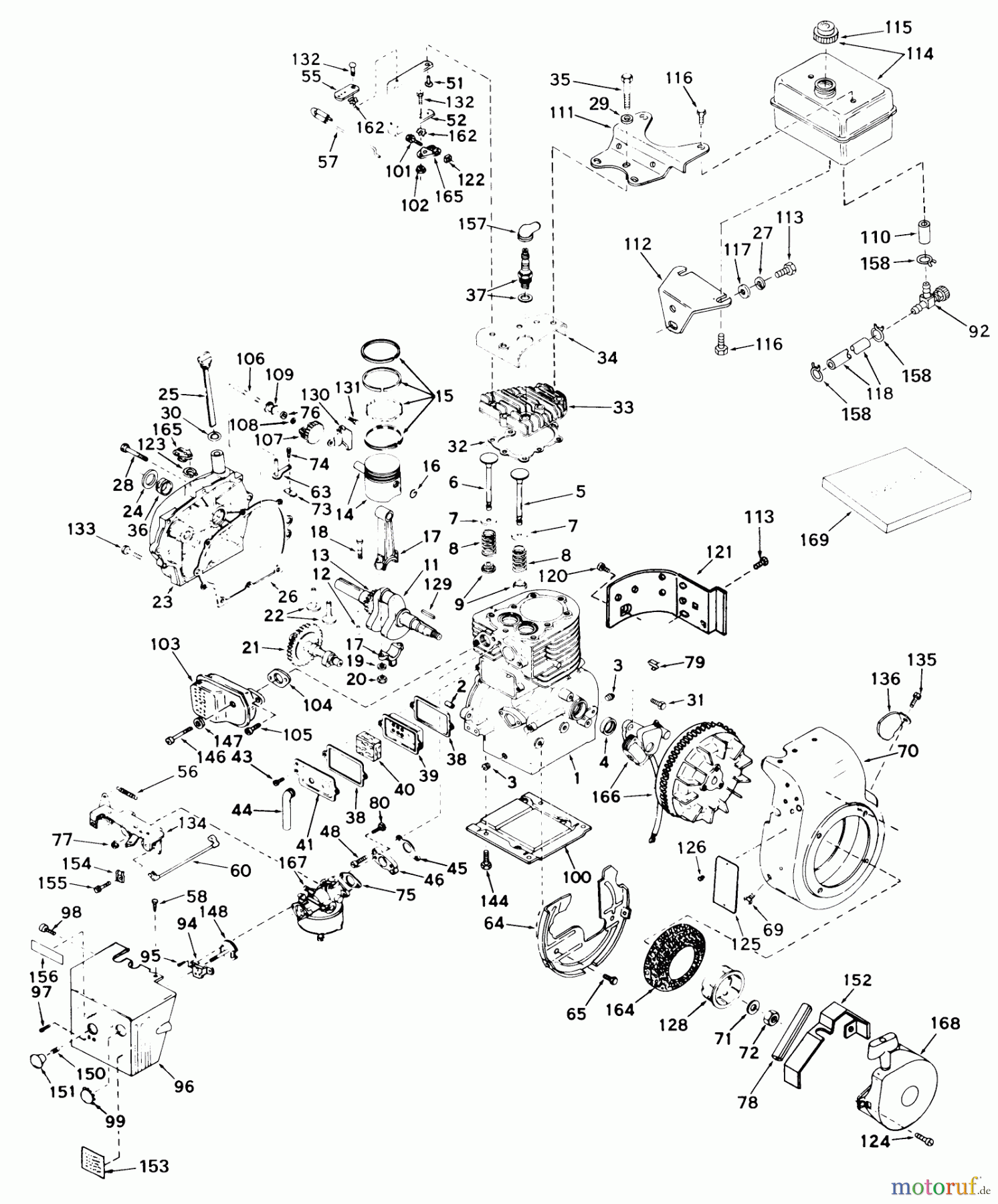 Toro Neu Snow Blowers/Snow Throwers Seite 1 31660 (526) - Toro 526 Snowthrower, 1972 (2000001-2999999) ENGINE, MODEL NO. H50-652796J