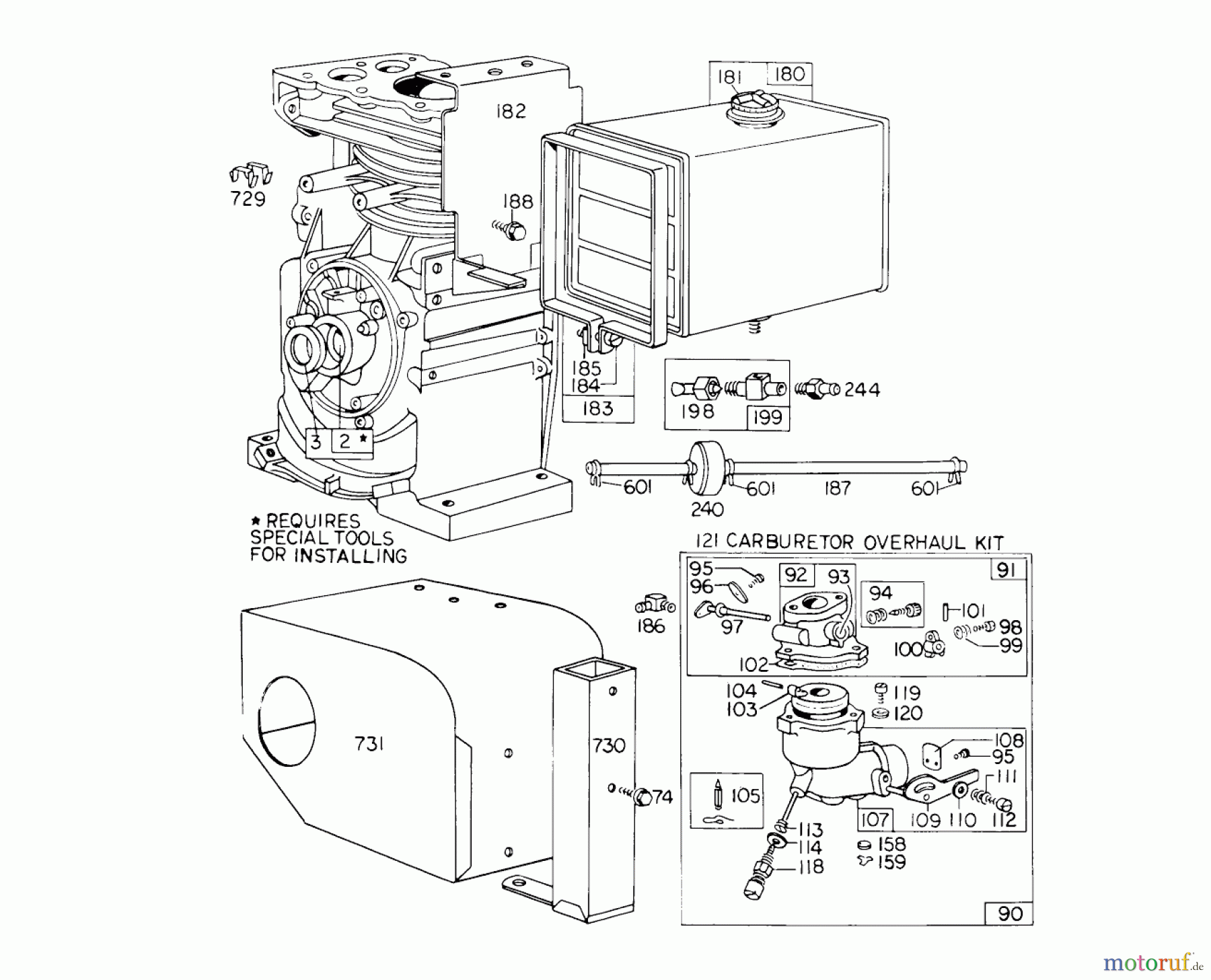 Toro Neu Snow Blowers/Snow Throwers Seite 1 31763 (726) - Toro 726 Snowthrower, 1973 (3000001-3999999) CARBURETOR ASSEMBLY #2