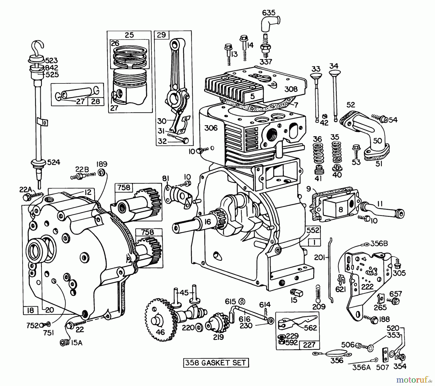 Toro Neu Snow Blowers/Snow Throwers Seite 1 31995 (1032) - Toro 1032 Snowthrower, 1975 (5000001-5999999) ENGINE BRIGGS & STRATTON MODEL NO. 251417 TYPE NO. 0140-01 #1