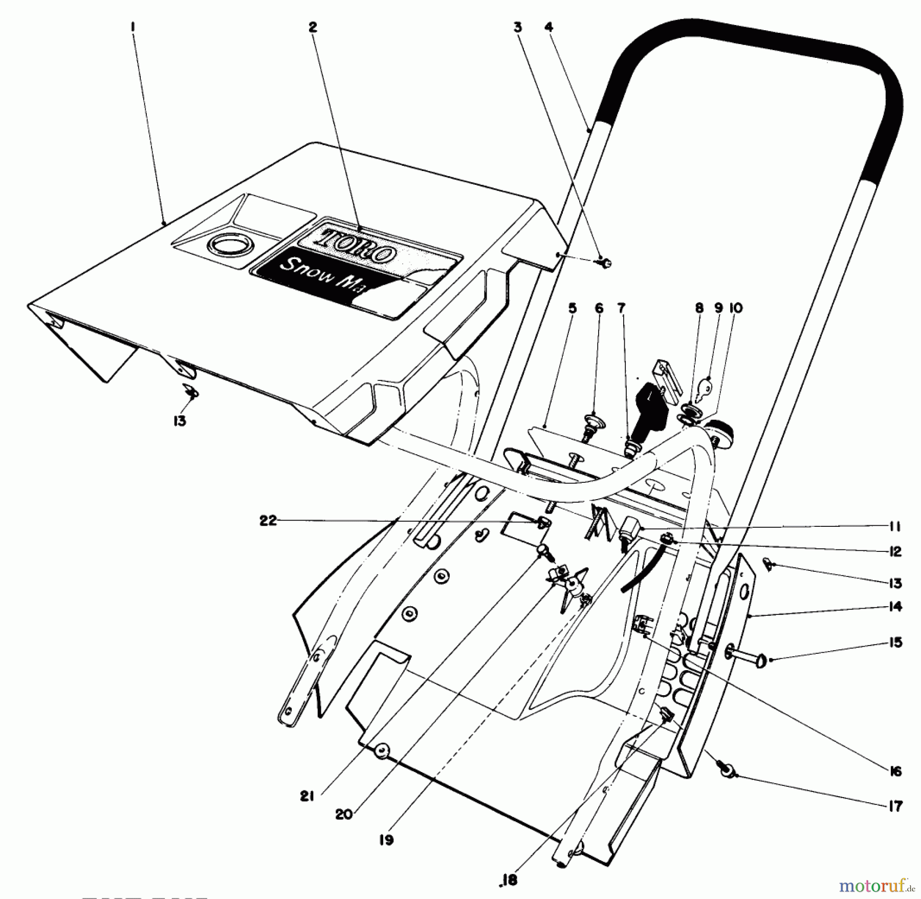 Toro Neu Snow Blowers/Snow Throwers Seite 1 38030 - Toro Snow Master 20, 1978 (8000001-8999999) SHROUD & HANDLE ASSEMBLY (MODEL 38020)
