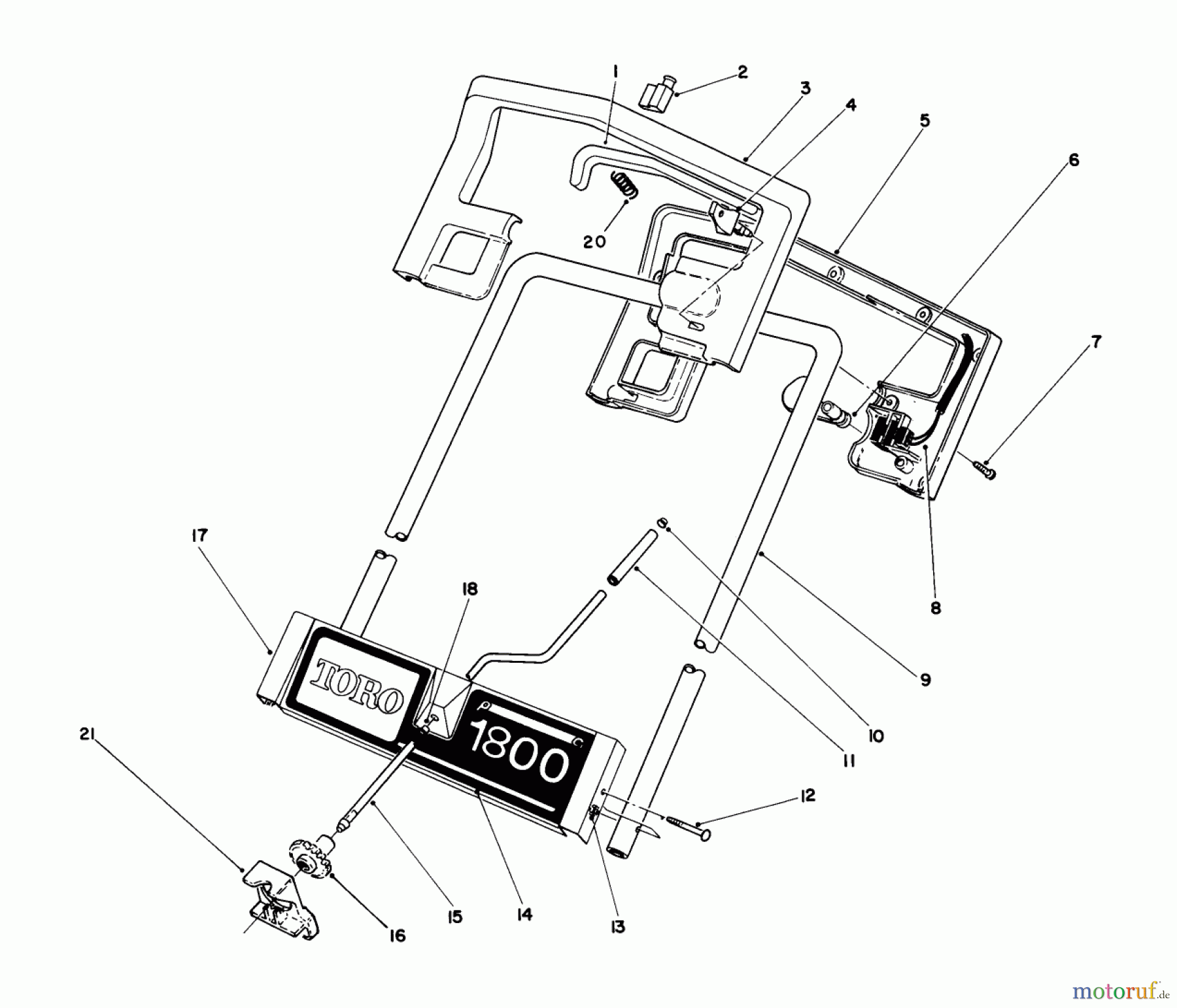 Toro Neu Snow Blowers/Snow Throwers Seite 1 38025 (1800) - Toro 1800 Power Curve Snowthrower, 1994 (49000001-49999999) HANDLE ASSEMBLY