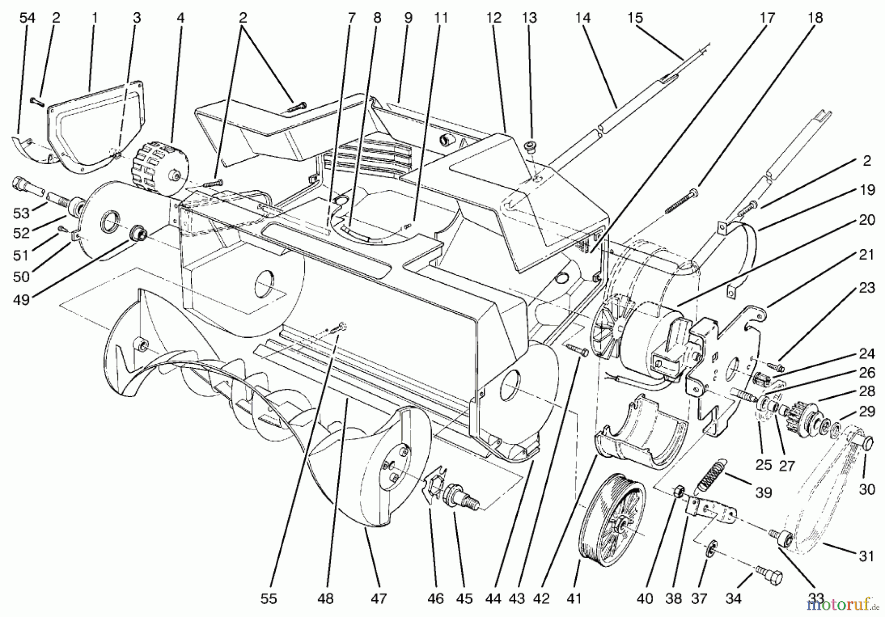  Toro Neu Snow Blowers/Snow Throwers Seite 1 38025 (1800) - Toro 1800 Power Curve Snowthrower, 2001 (210000001-210999999) HOUSING & ROTOR ASSEMBLY