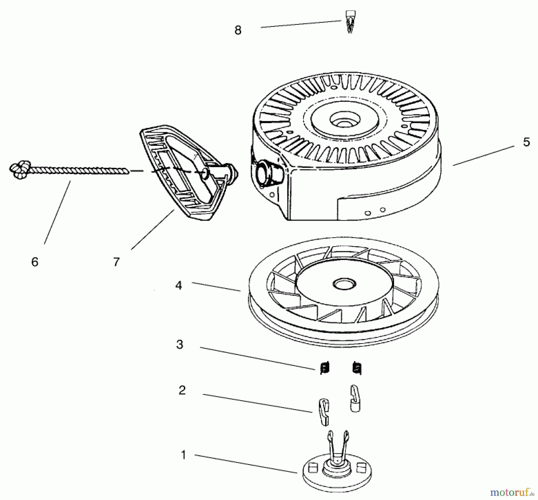 Toro Neu Snow Blowers/Snow Throwers Seite 1 38051 (522) - Toro 522 Snowthrower, 2000 (000000001-000999999) REWIND STARTER NO. 590742