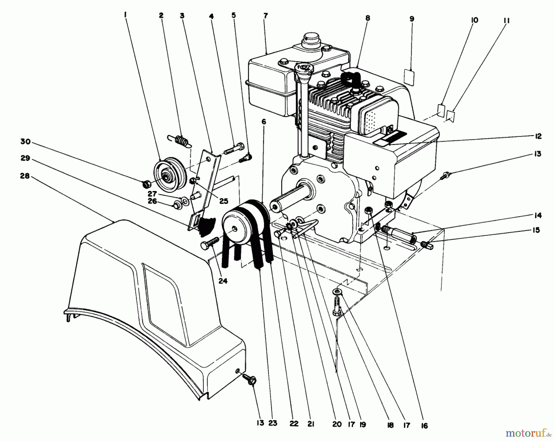  Toro Neu Snow Blowers/Snow Throwers Seite 1 38054 (521) - Toro 521 Snowthrower, 1991 (1000001-1999999) ENGINE ASSEMBLY