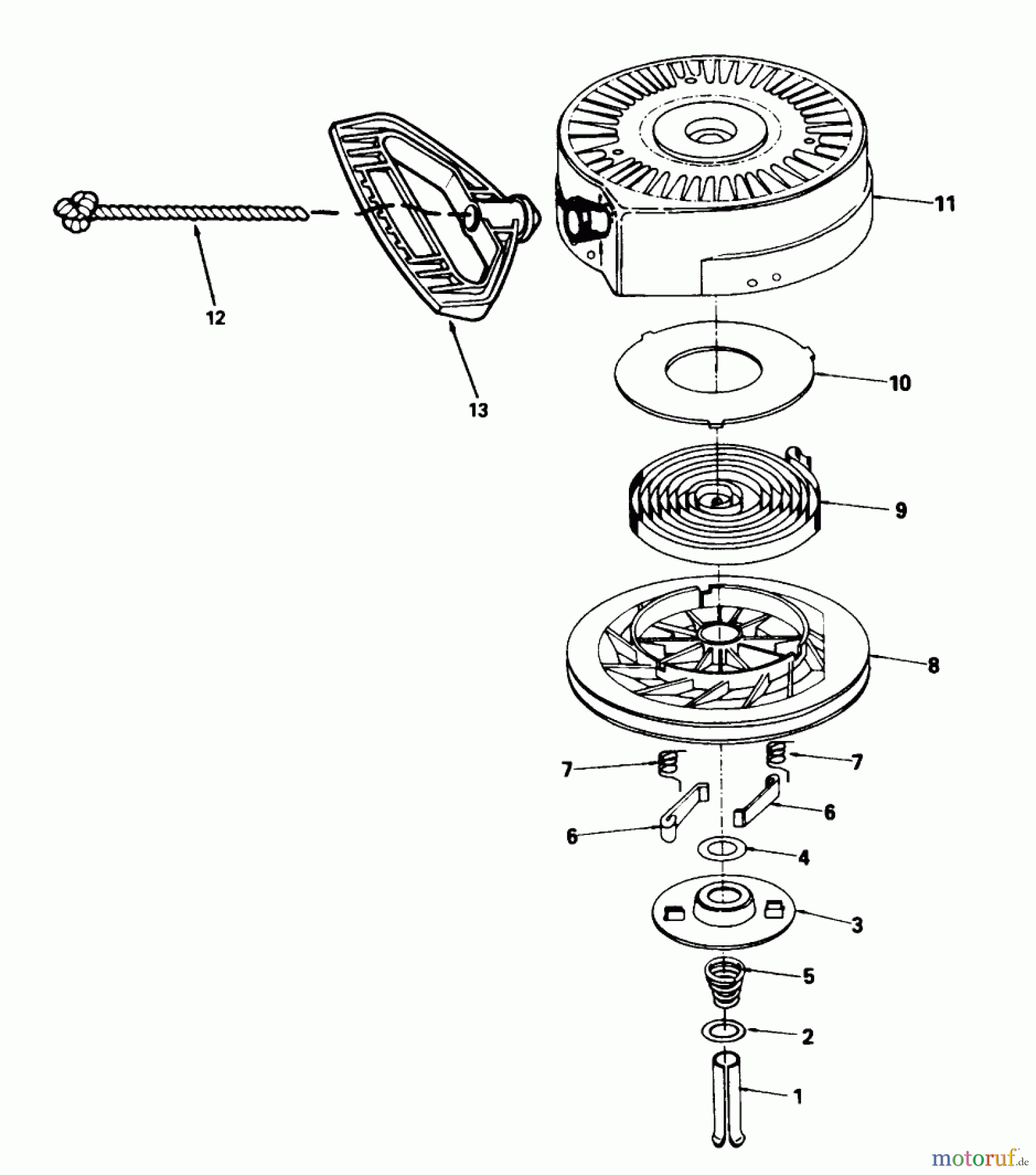 Toro Neu Snow Blowers/Snow Throwers Seite 1 38054 (521) - Toro 521 Snowthrower, 1995 (5900001-5999999) REWIND STARTER NO. 590646