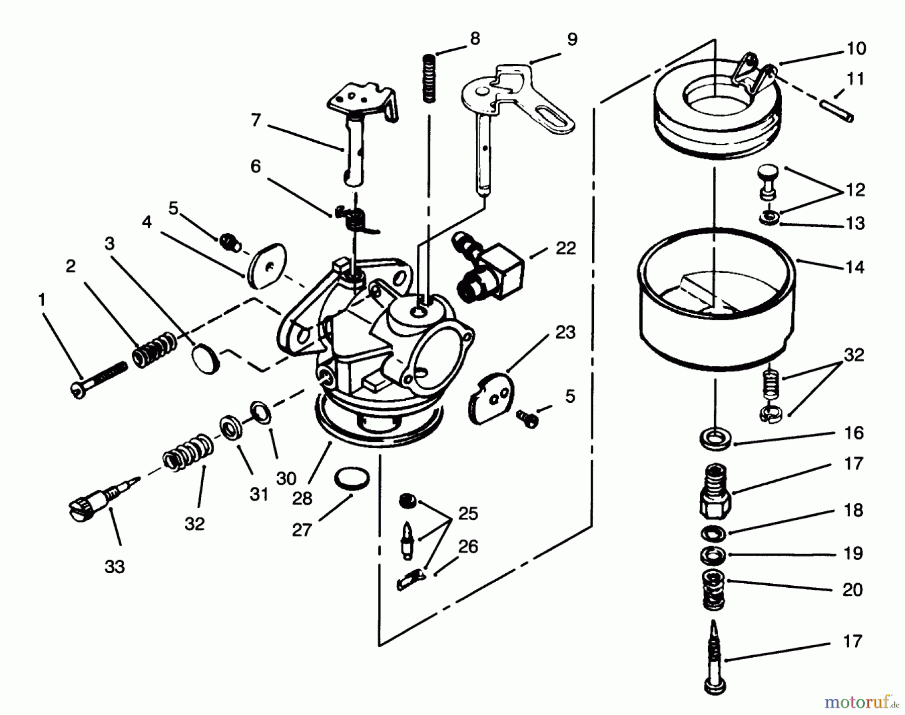 Toro Neu Snow Blowers/Snow Throwers Seite 1 38054 (521) - Toro 521 Snowthrower, 1996 (6900001-6999999) CARBURETOR NO. 632107A
