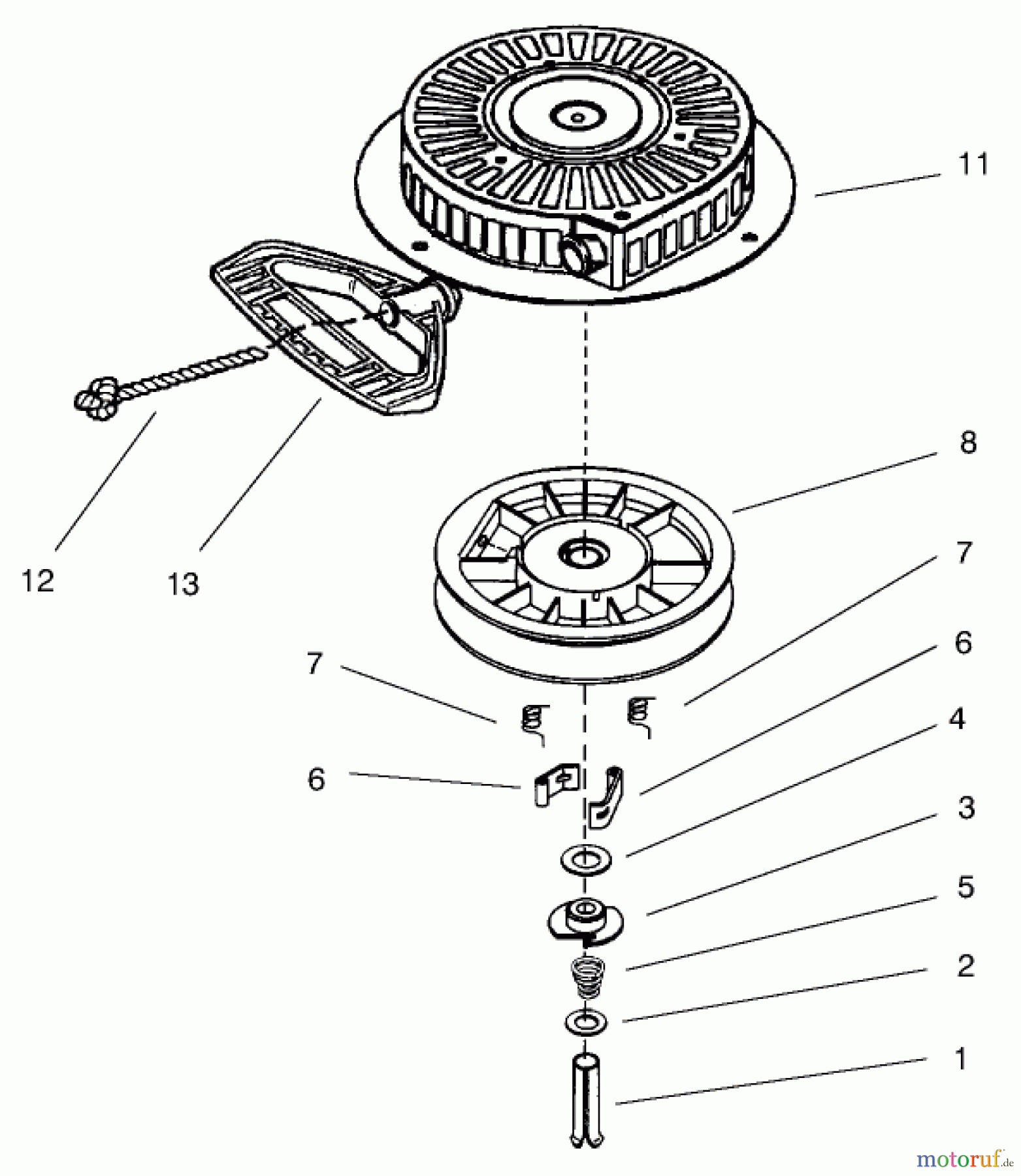 Toro Neu Snow Blowers/Snow Throwers Seite 1 38053 (824) - Toro 824 Snowthrower, 2000 (200000001-200999999) RECOIL STARTER NO. 590749 TECUMSEH HMSK80-155672V (MODEL NO. 38078 ONLY)