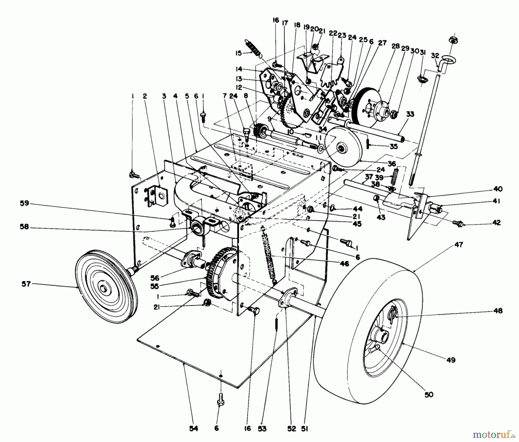 Toro Neu Snow Blowers/Snow Throwers Seite 1 38056C (521) - Toro 521 Snowthrower, 1989 (9000001-9999999) TRACTION ASSEMBLY