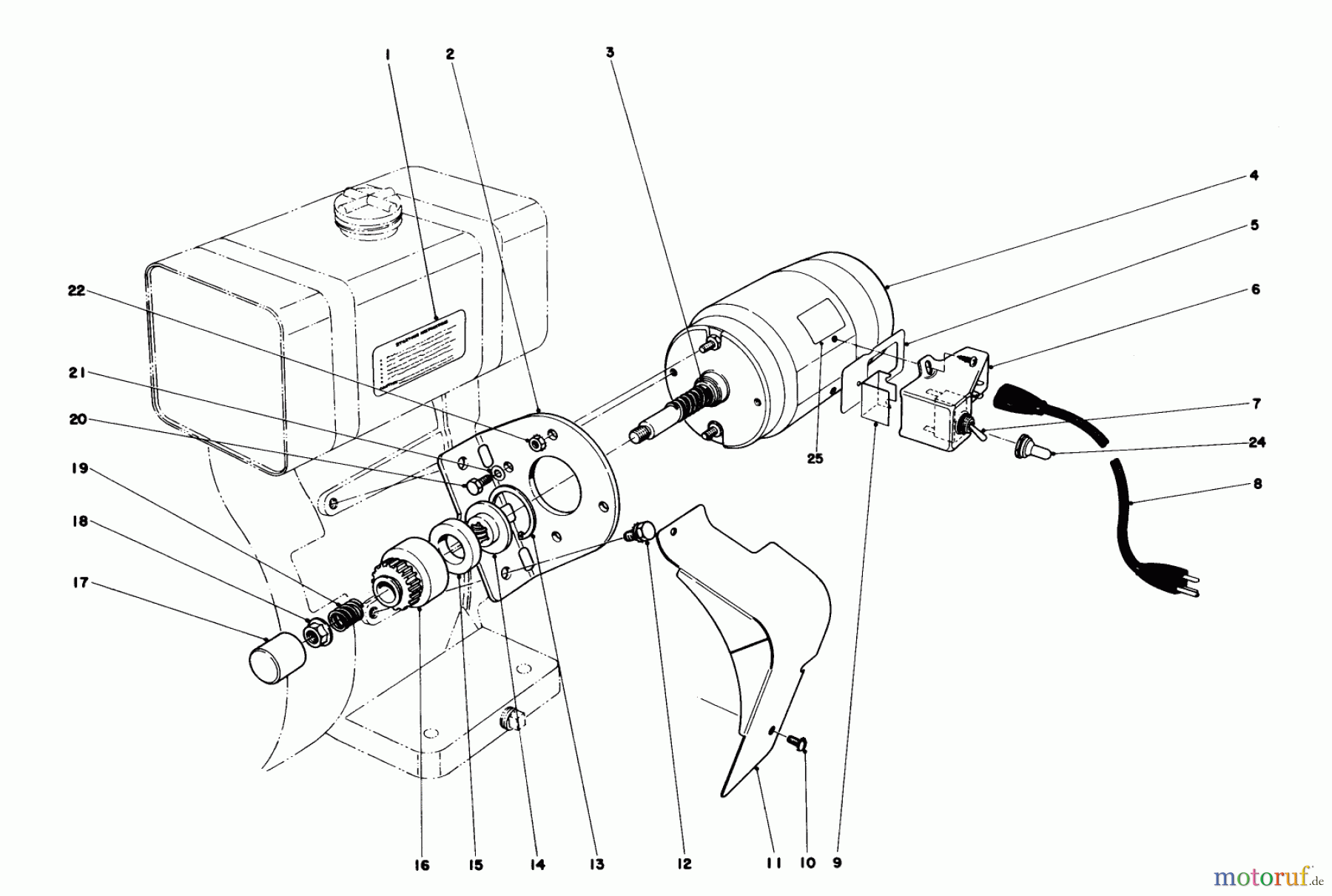  Toro Neu Snow Blowers/Snow Throwers Seite 1 38070 (1032) - Toro 1032 Snowthrower, 1978 (8000001-8999999) STARTER MOTOR KIT MODEL 23-4420 (8 H.P. SNOWTHROWER MODEL 38060)