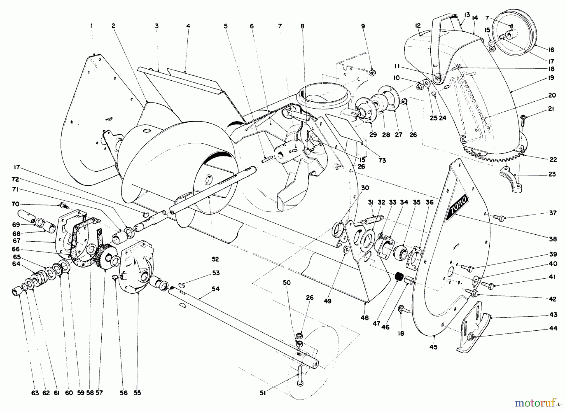 Toro Neu Snow Blowers/Snow Throwers Seite 1 38065 (624) - Toro 624 Snowthrower, 1988 (8000001-8999999) AUGER ASSEMBLY