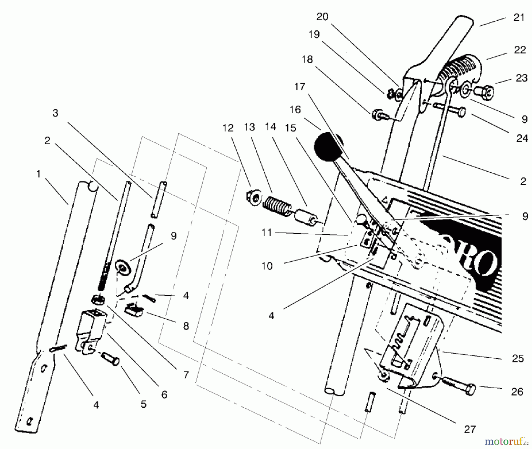 Toro Neu Snow Blowers/Snow Throwers Seite 1 38072 (724) - Toro 724 Snowthrower, 1998 (8900001-8999999) HANDLE ASSEMBLY RIGHT SIDE