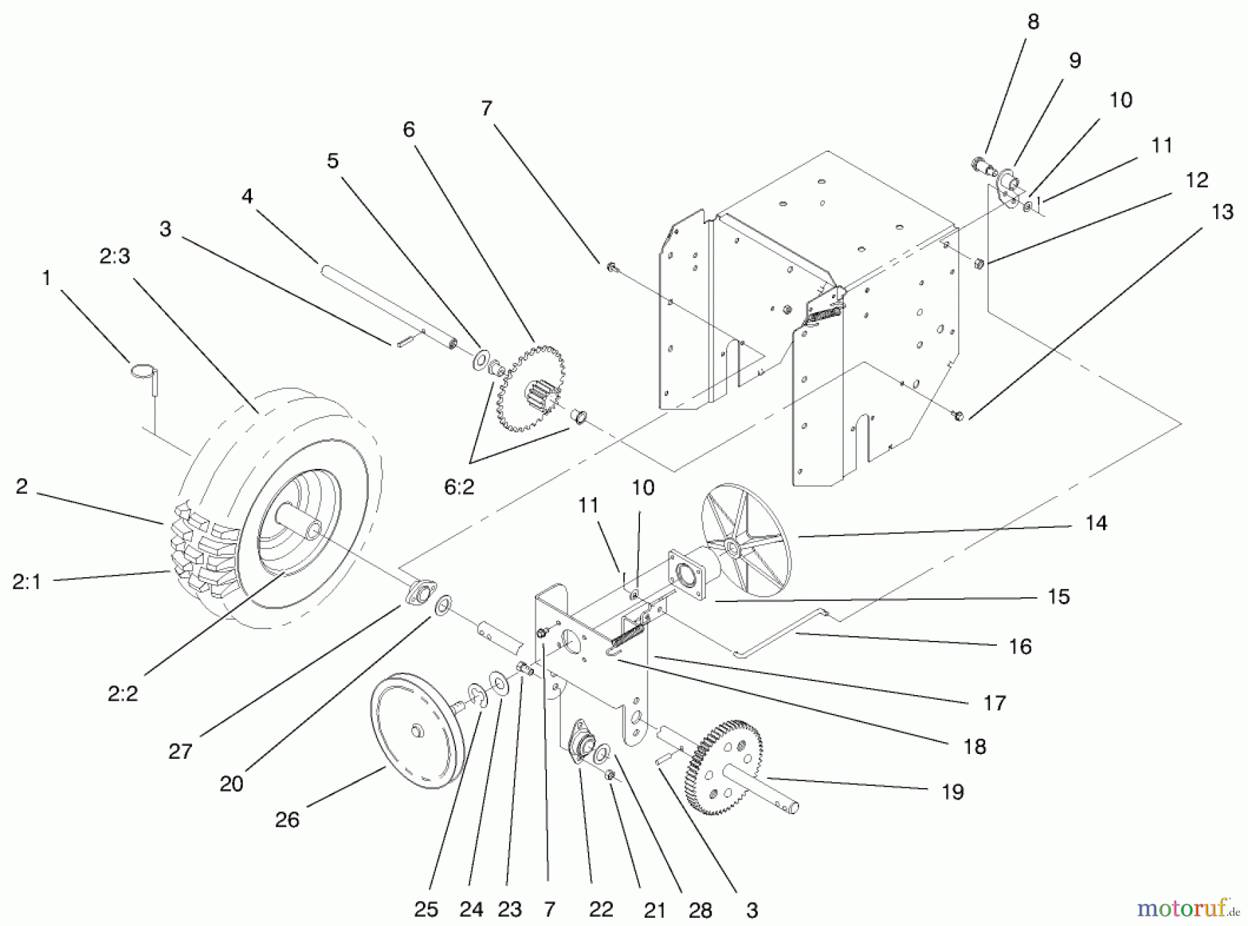  Toro Neu Snow Blowers/Snow Throwers Seite 1 38083 (824XL) - Toro 824XL Power Throw Snowthrower, 1999 (9900001-9999999) LOWER TRACTION ASSEMBLY