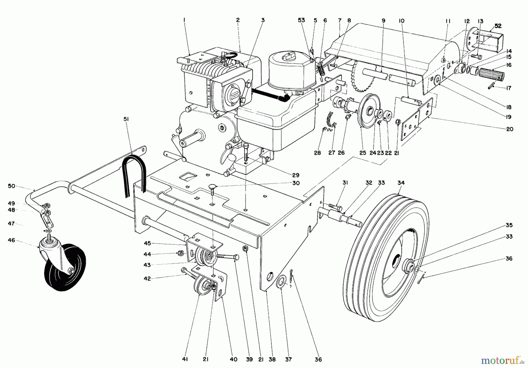  Toro Neu Blowers/Vacuums/Chippers/Shredders 62923 - Toro 5 hp Lawn Vacuum, 1994 (4900001-4999999) ENGINE & BASE ASSEMBLY