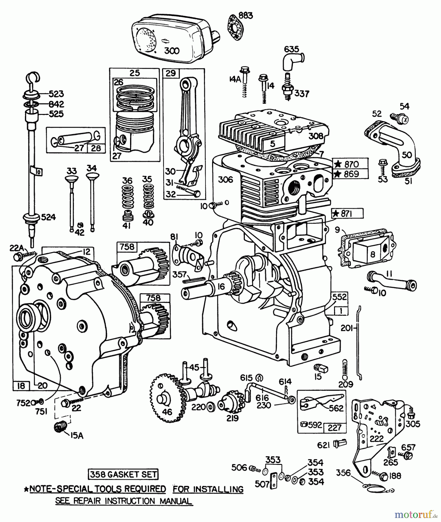 Toro Neu Snow Blowers/Snow Throwers Seite 1 38095 (1132) - Toro 1132 Snowthrower, 1980 (0000001-0999999) ENGINE BRIGGS & STRATTON MODEL NO. 252416 TYPE NO. 0190-01 #1