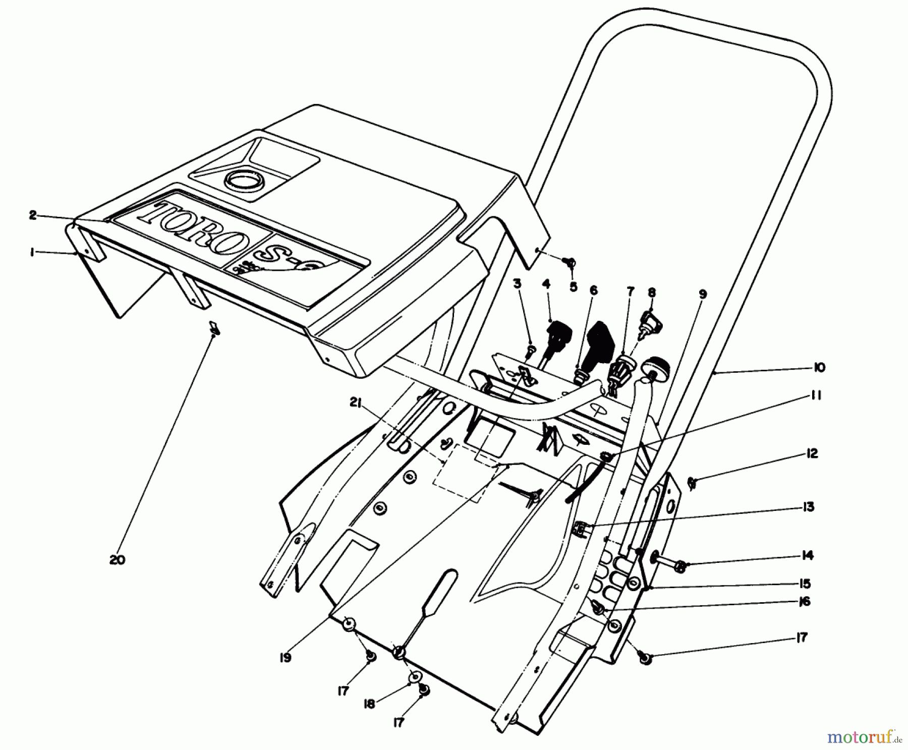 Toro Neu Snow Blowers/Snow Throwers Seite 1 38162 (S-620) - Toro S-620 Snowthrower, 1990 (0000001-0999999) SHROUD & HANDLE ASSEMBLY