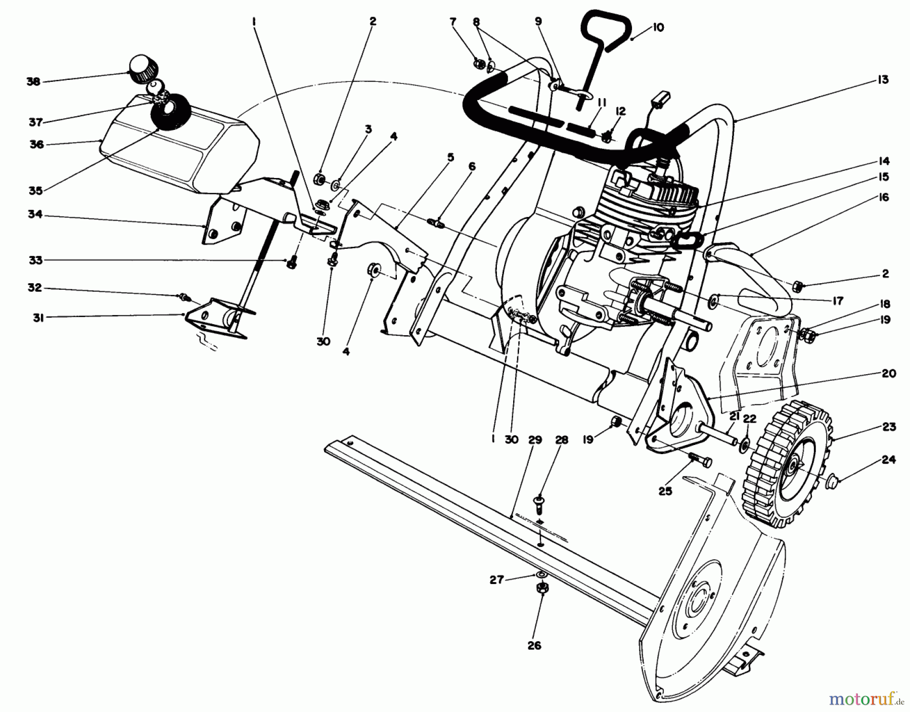 Toro Neu Snow Blowers/Snow Throwers Seite 1 38165 (S-620) - Toro S-620 Snowthrower, 1988 (8000001-8999999) ENGINE ASSEMBLY
