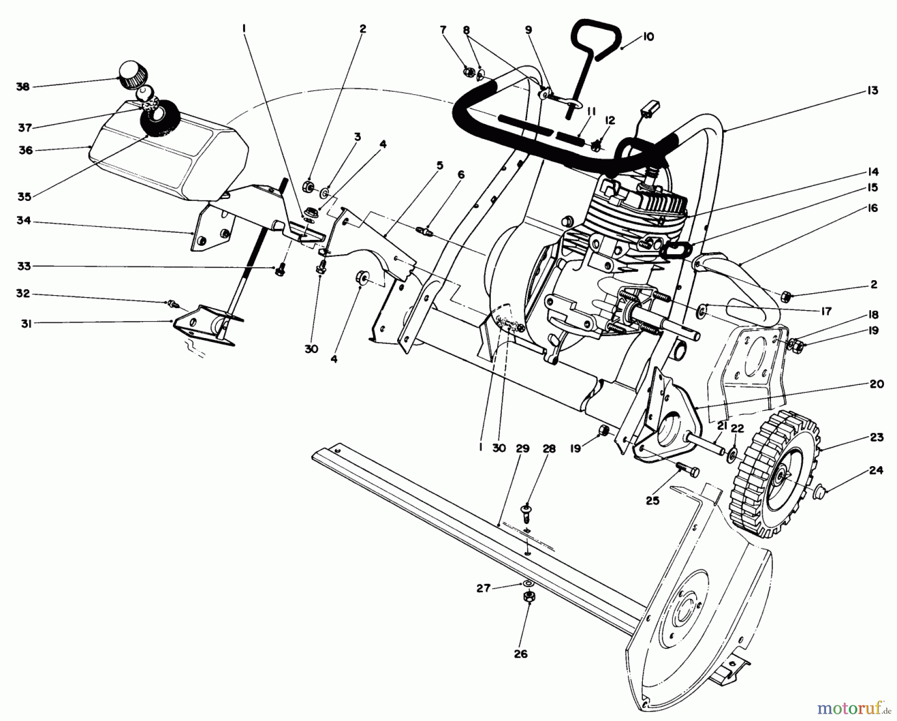  Toro Neu Snow Blowers/Snow Throwers Seite 1 38165 (S-620) - Toro S-620 Snowthrower, 1989 (9000001-9999999) ENGINE ASSEMBLY