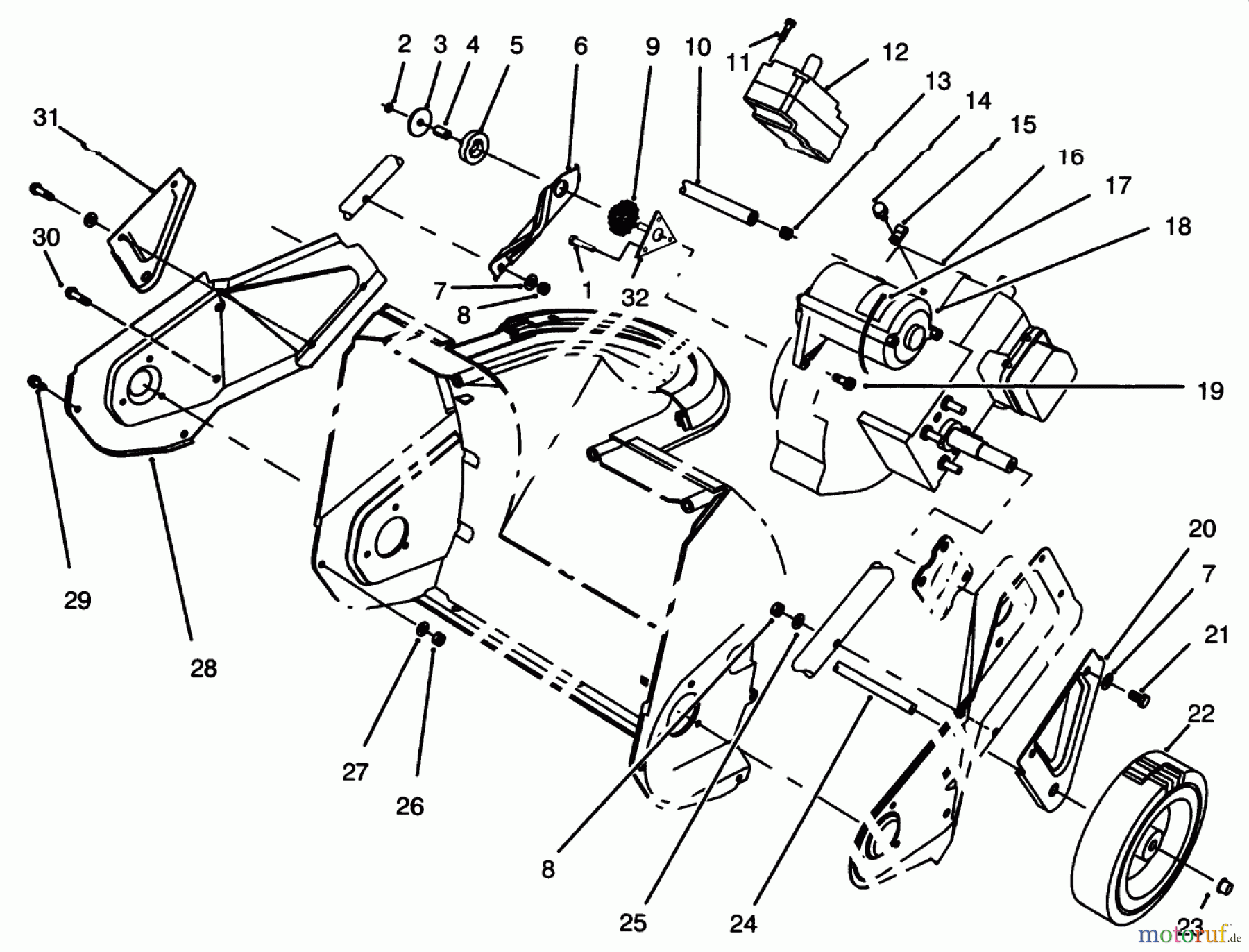 Toro Neu Snow Blowers/Snow Throwers Seite 1 38176 - Toro CCR Powerlite Snowthrower, 1995 (5900001-5999999) ENGINE & WHEEL ASSEMBLY