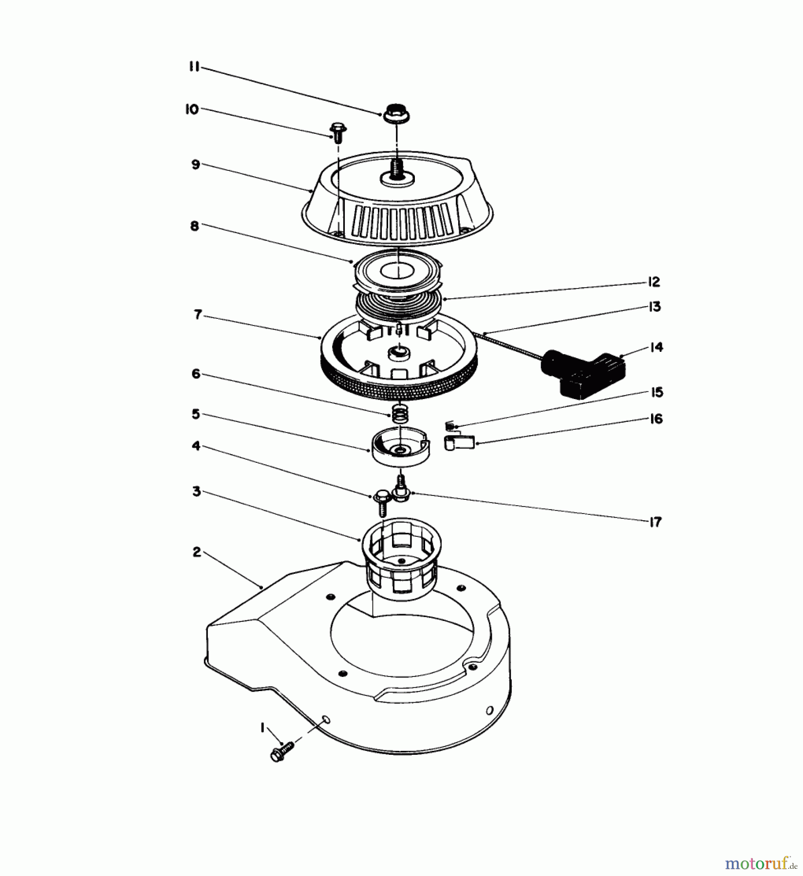 Toro Neu Snow Blowers/Snow Throwers Seite 1 38180 - Toro CCR 2000 Snowthrower, 1987 (7000001-7999999) RECOIL STARTER ASSEMBLY