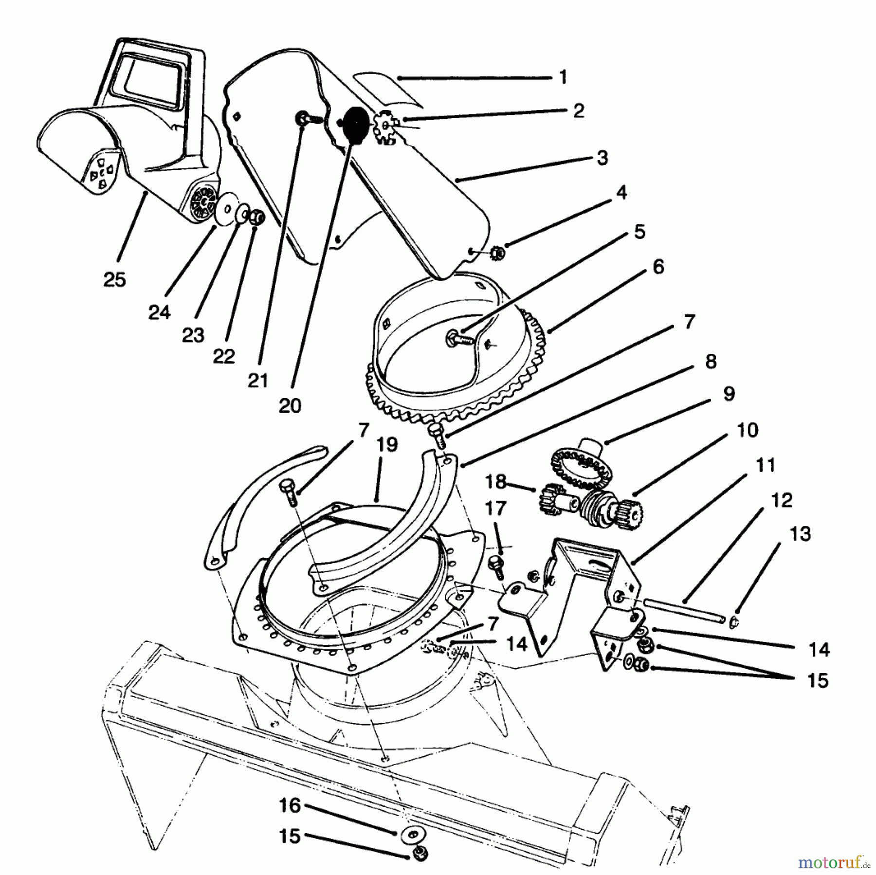  Toro Neu Snow Blowers/Snow Throwers Seite 1 38180 - Toro CCR 2000 Snowthrower, 1996 (6900001-6999999) DISCHARGE CHUTE ASSEMBLY