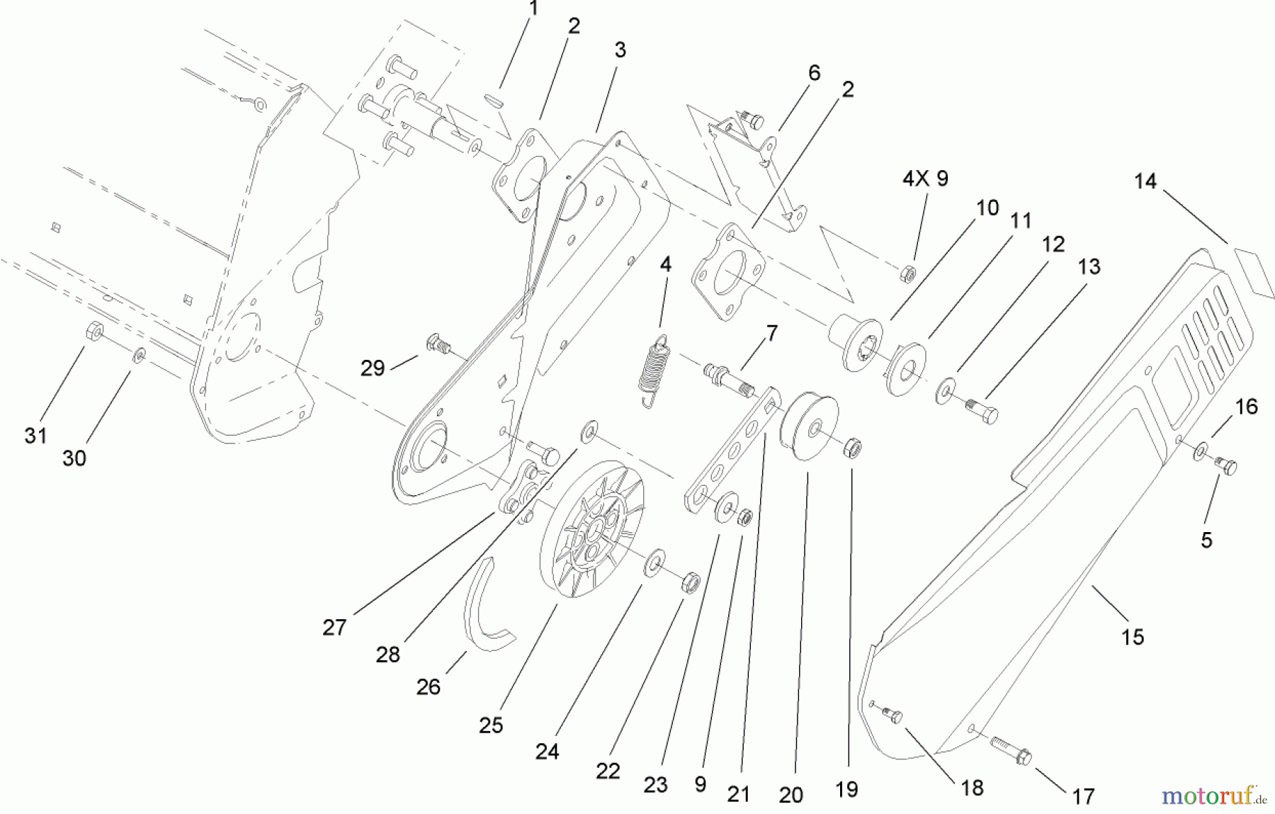 Toro Neu Snow Blowers/Snow Throwers Seite 1 38182 - Toro Powerlite Snowthrower, 2007 (270000001-270999999) ROTOR DRIVE ASSEMBLY