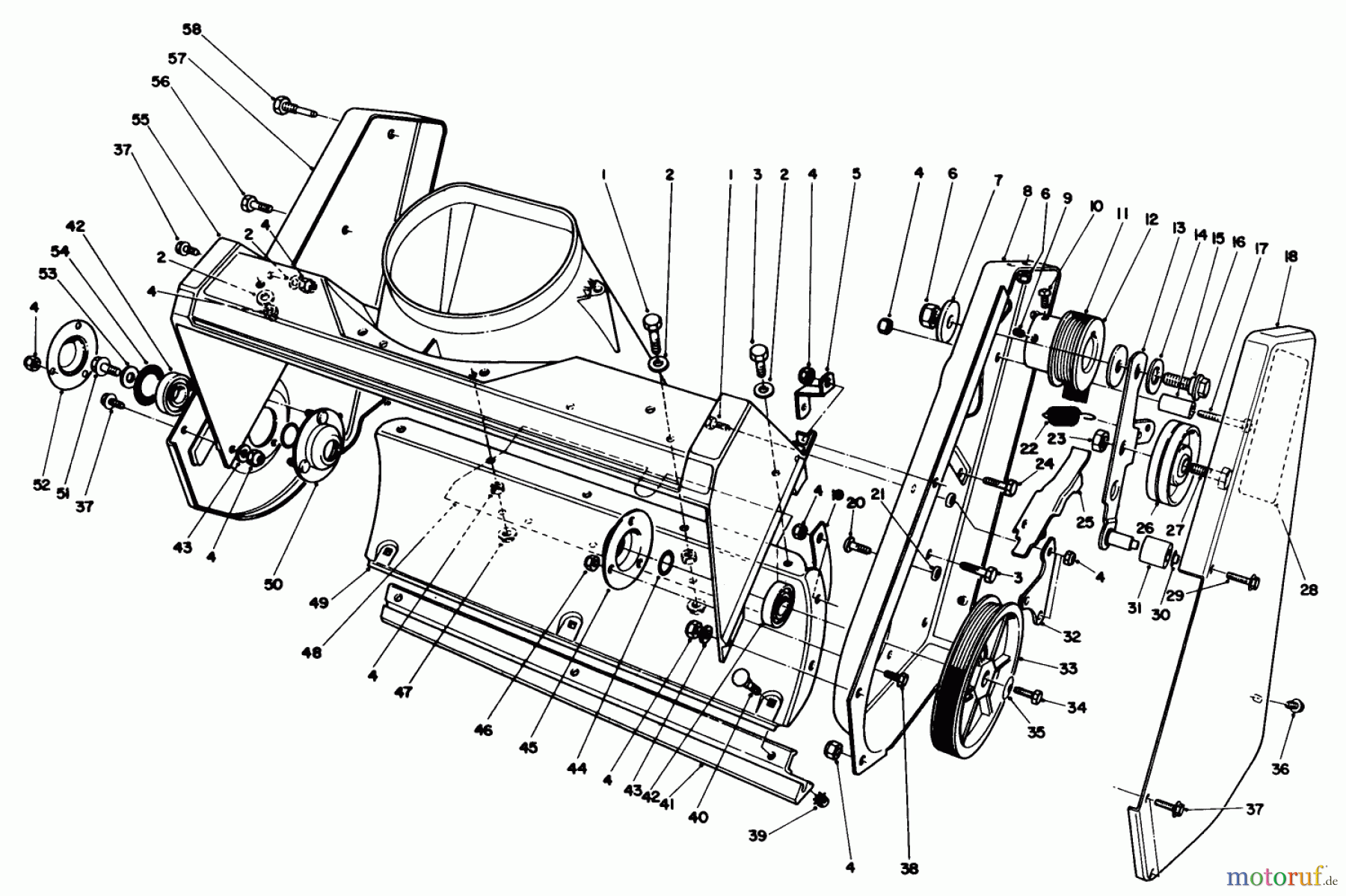  Toro Neu Snow Blowers/Snow Throwers Seite 1 38185 - Toro CCR 2000 Snowthrower, 1992 (2000001-2999999) HOUSING ASSEMBLY