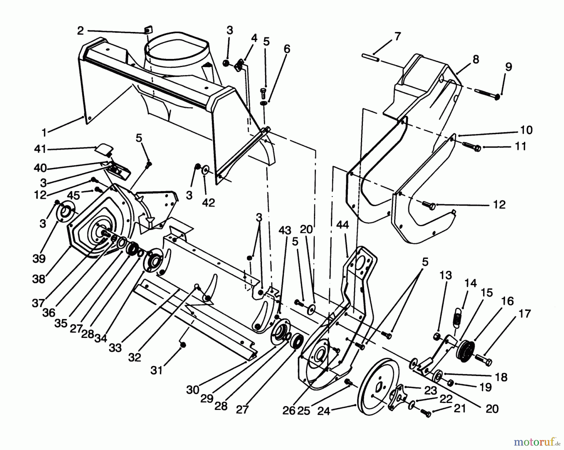 Toro Neu Snow Blowers/Snow Throwers Seite 1 38190 - Toro CCR 1000 Snowthrower, 1994 (49000001-49999999) ROTOR HOUSING ASSEMBLY