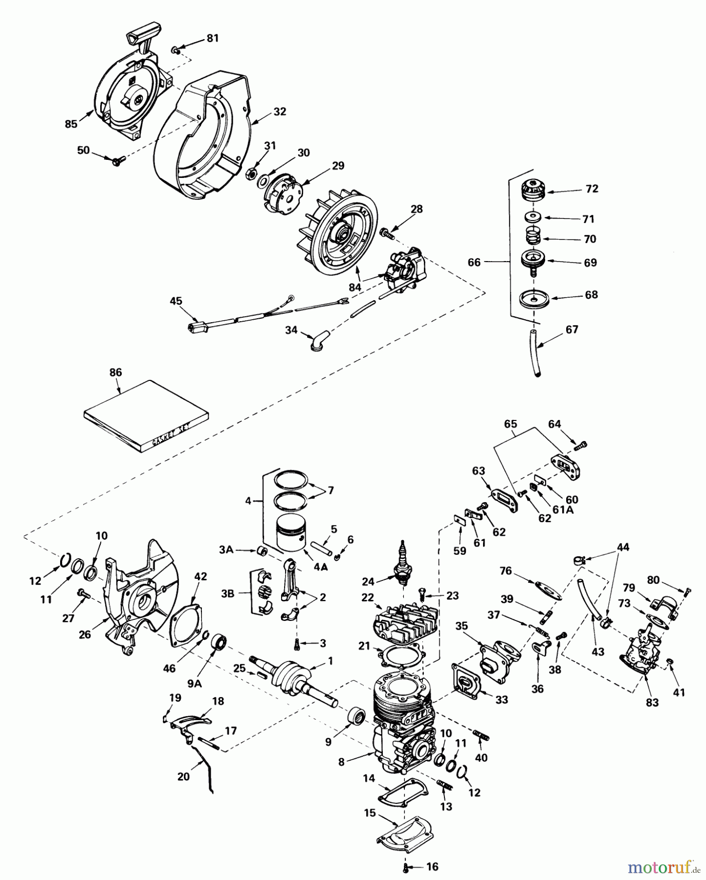 Toro Neu Snow Blowers/Snow Throwers Seite 1 38235 (S-200) - Toro S-200 Snowthrower, 1980 (0000001-0999999) ENGINE ASSEMBLY ENGINE TECUMSEH MODEL NO. AH520 TYPE 1585A UNIT MODEL 38225 (USED ON UNITS WITH SERIAL NO. 0000001 THRU 0299999)