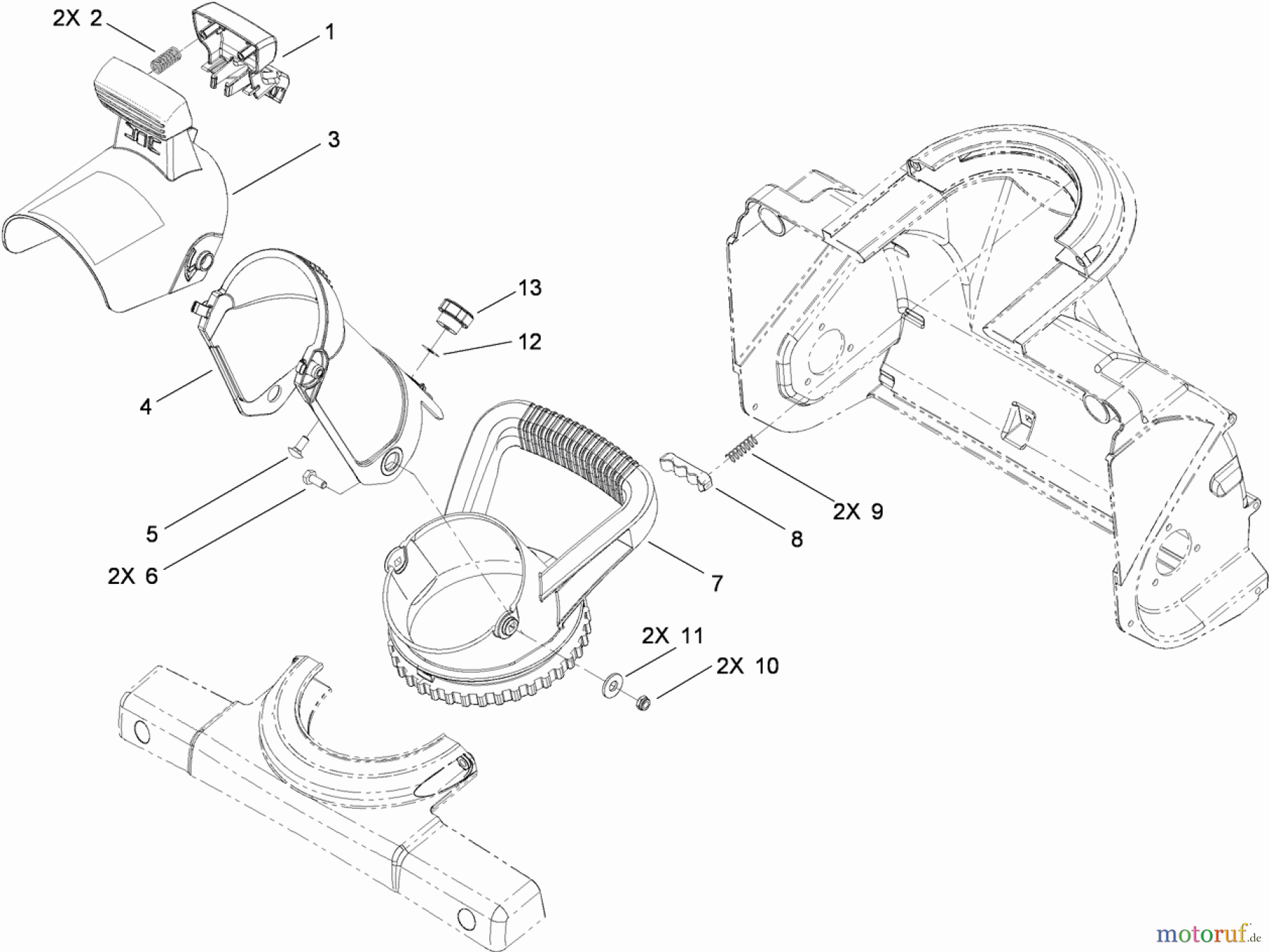  Toro Neu Snow Blowers/Snow Throwers Seite 1 38283 - Toro Powerlite Snowthrower, 2012 (312000001-312999999) DEFLECTOR CHUTE CONTROL ASSEMBLY