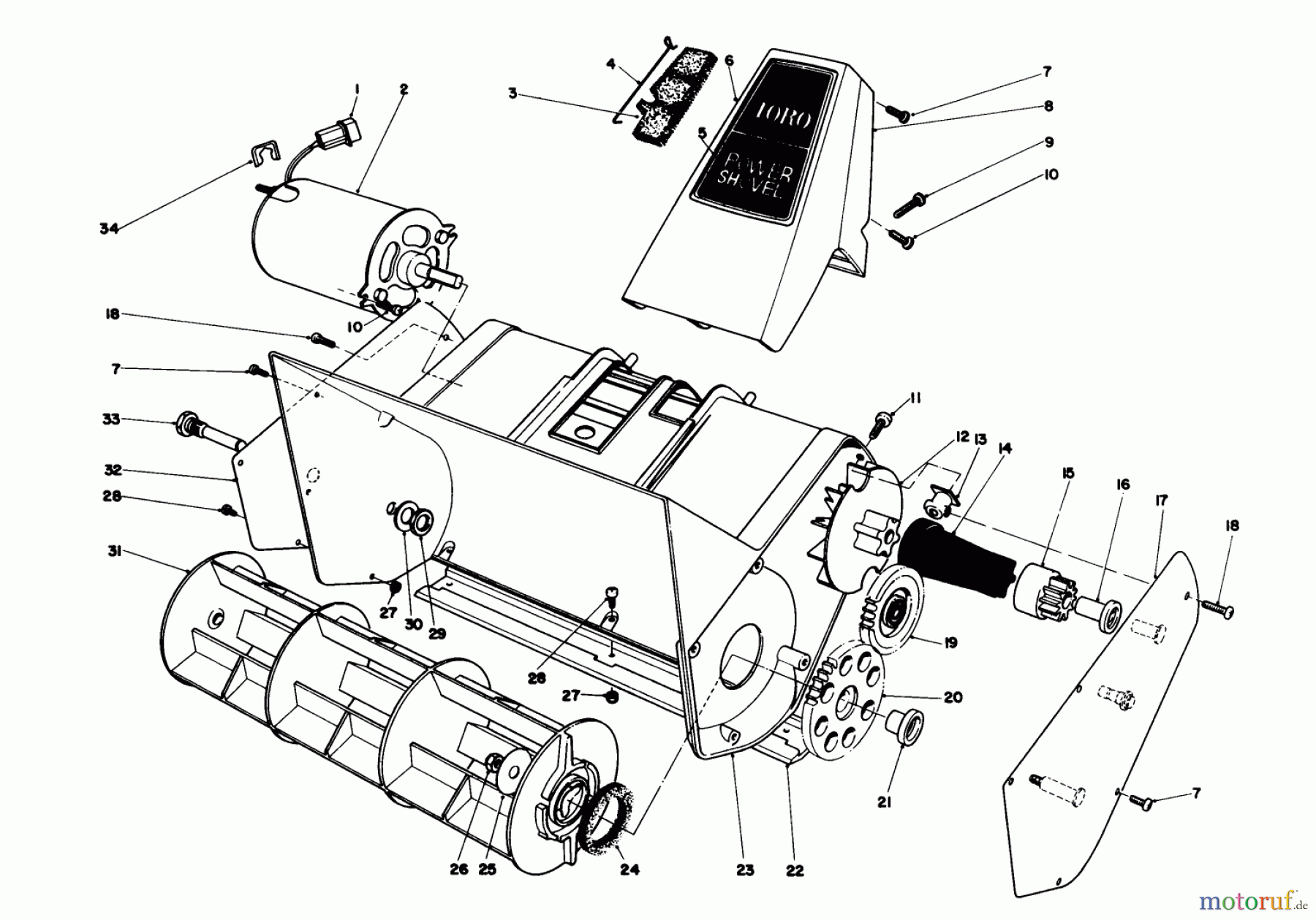 Toro Neu Snow Blowers/Snow Throwers Seite 1 38310 - Toro Power Shovel Snowthrower, 1987 (7000001-7999999) ROTOR HOUSING ASSEMBLY