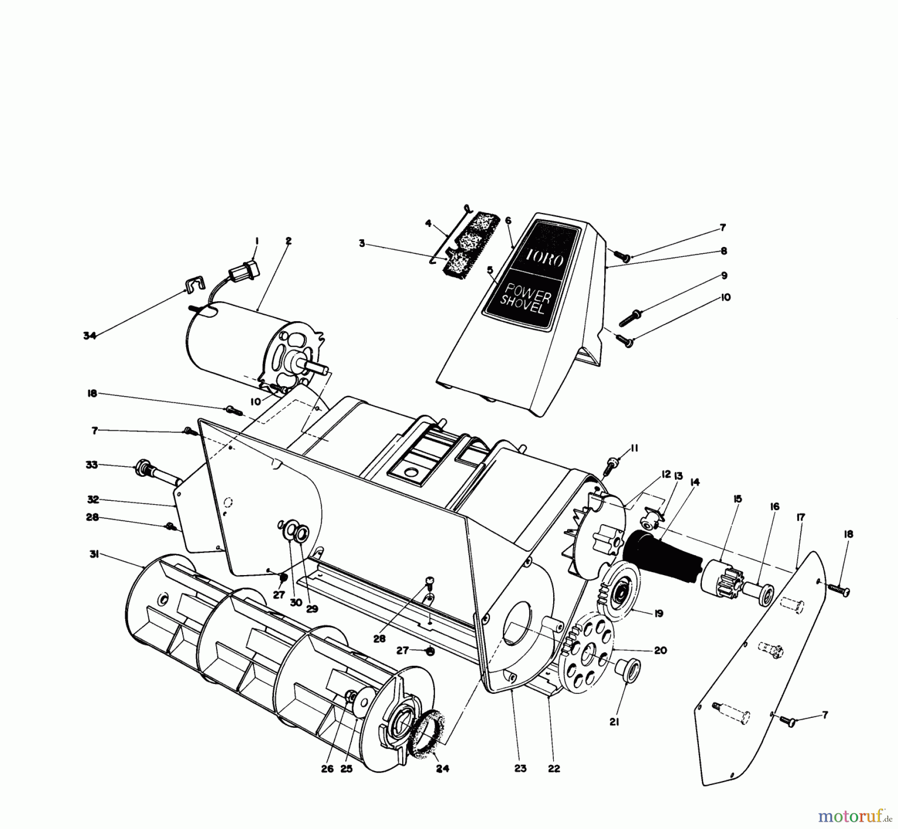 Toro Neu Snow Blowers/Snow Throwers Seite 1 38305C - Toro Power Shovel Snowthrower, 1987 (7000001-7999999) ROTOR HOUSING ASSEMBLY