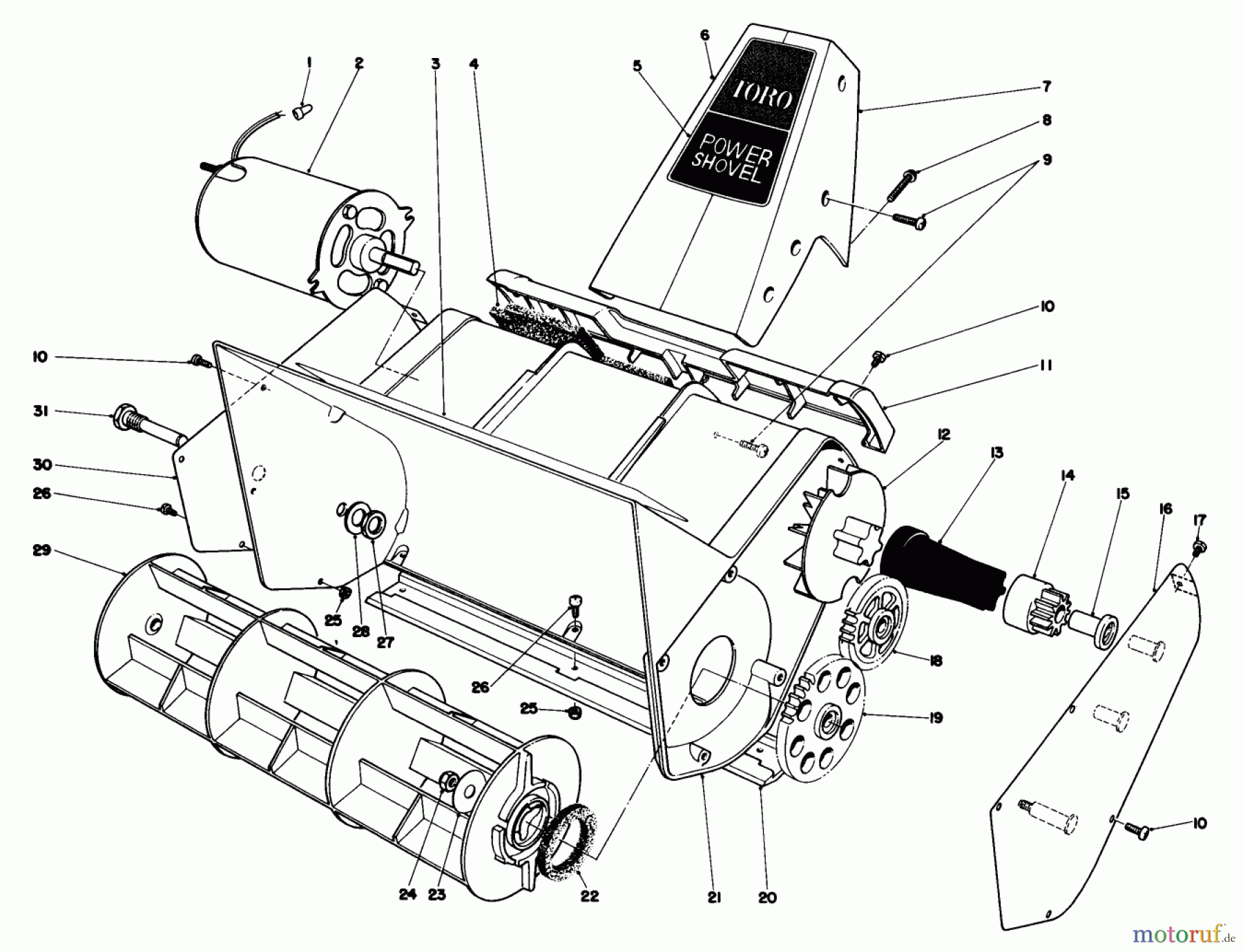 Toro Neu Snow Blowers/Snow Throwers Seite 1 38310 - Toro Power Shovel Snowthrower, 1981 (1000001-1050100) ROTOR HOUSING ASSEMBLY