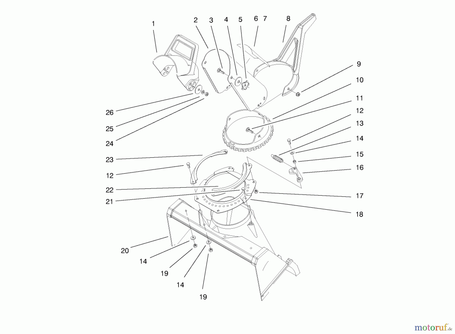Toro Neu Snow Blowers/Snow Throwers Seite 1 38409 (2400) - Toro CCR 2400 Snowthrower, 1998 (8900001-8999999) DISCHARGE CHUTE ASSEMBLY