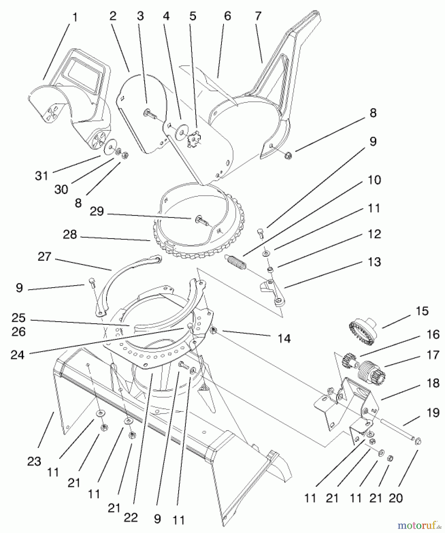  Toro Neu Snow Blowers/Snow Throwers Seite 1 38412 (2400) - Toro CCR 2400 Snowthrower, 1999 (9900001-9999999) DEFLECTOR AND DISCHARGE ASSEMBLY