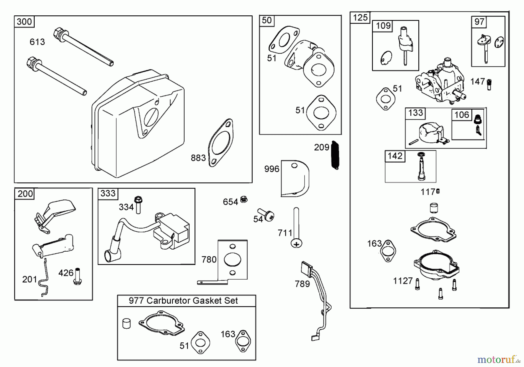  Toro Neu Snow Blowers/Snow Throwers Seite 1 38428 (2450) - Toro CCR 2450 Snowthrower, 2001 (210000001-210999999) MUFFLER, CARBURETOR, AND INTAKE MANIFOLD ASSEMBLIES BRIGGS AND STRATTON 084132-0120-E1