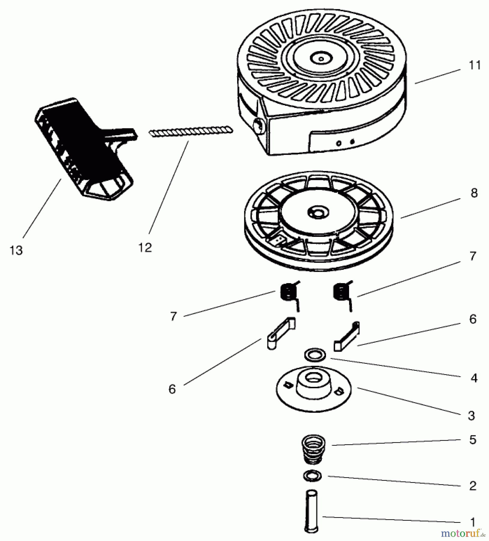  Toro Neu Snow Blowers/Snow Throwers Seite 1 38415 (2400) - Toro CCR 2400 Snowthrower, 1997 (7900001-7999999) RECOIL STARTER ASSEMBLY NO. 590712