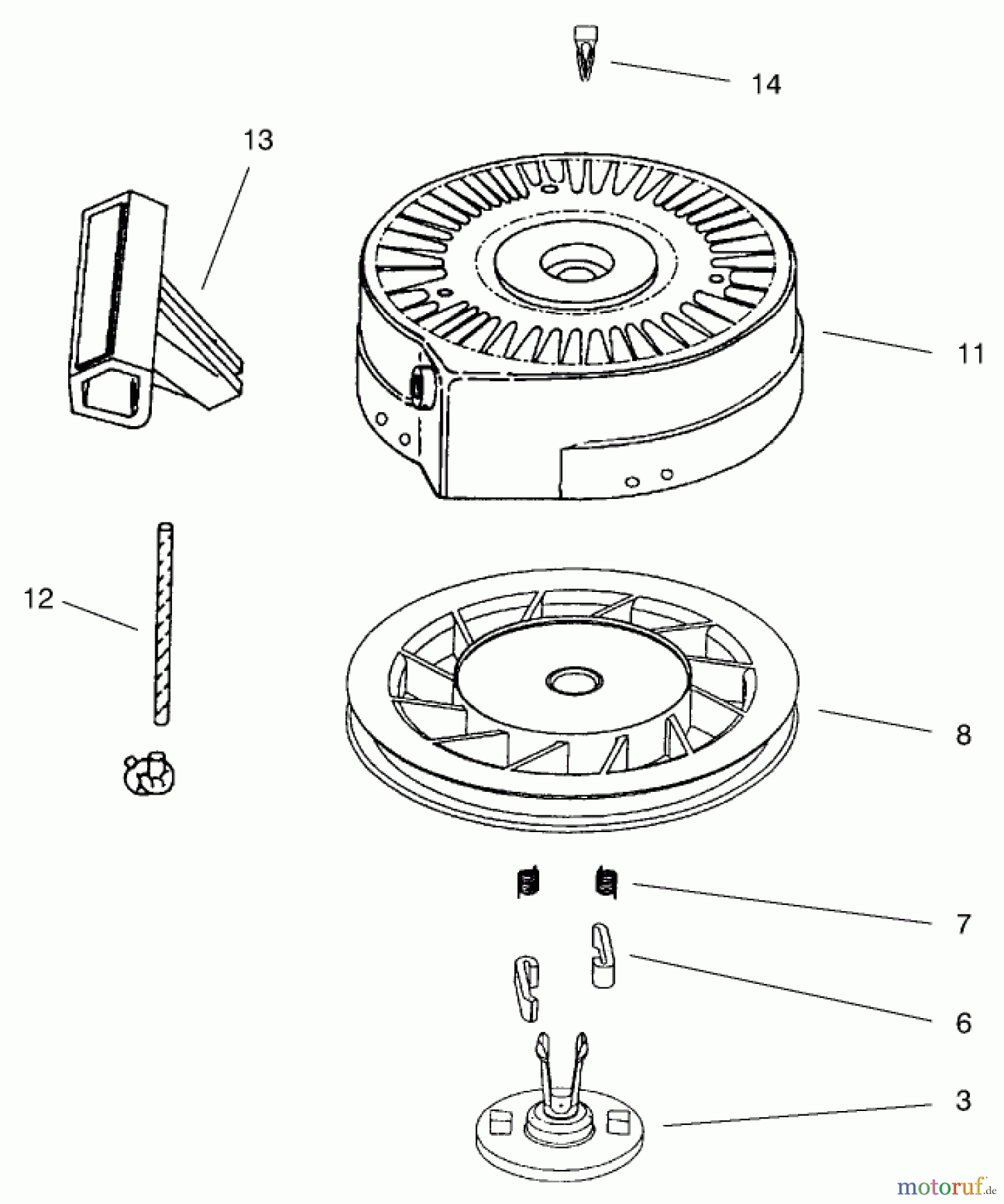  Toro Neu Snow Blowers/Snow Throwers Seite 1 38415 (2400) - Toro CCR 2400 Snowthrower, 1997 (7900001-7999999) RECOIL STARTER ASSEMBLY NO. 590743 (OPTIONAL)