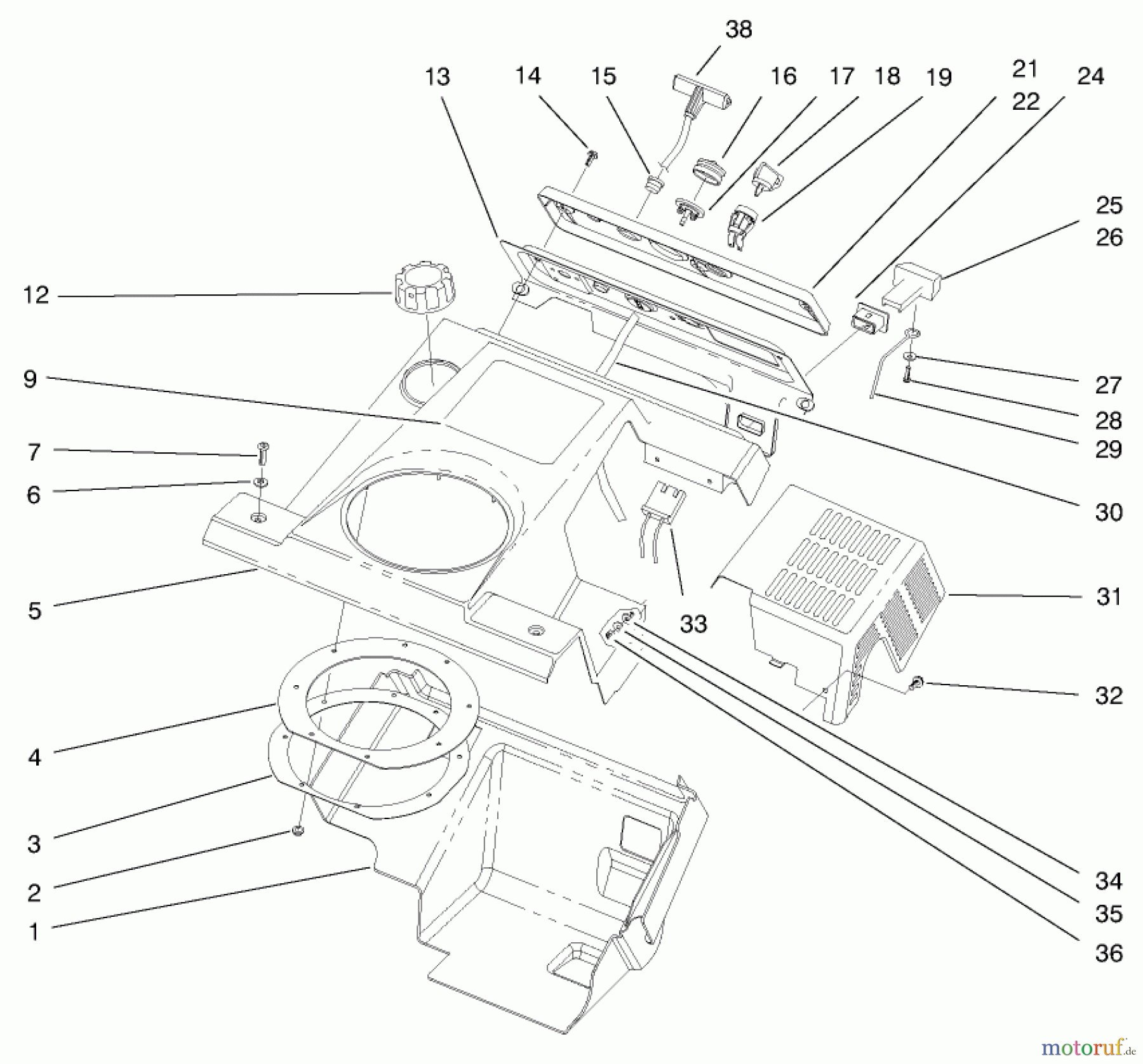 Toro Neu Snow Blowers/Snow Throwers Seite 1 38420 (2500) - Toro CCR 2500 Snowthrower, 1997 (7900001-7999999) SHROUD ASSEMBLY