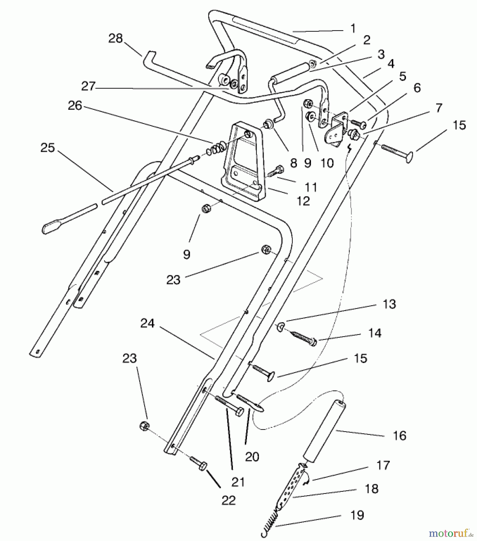 Toro Neu Snow Blowers/Snow Throwers Seite 1 38431 (3000) - Toro CCR 3000 Snowthrower, 1997 (7900001-7999999) HANDLE ASSEMBLY