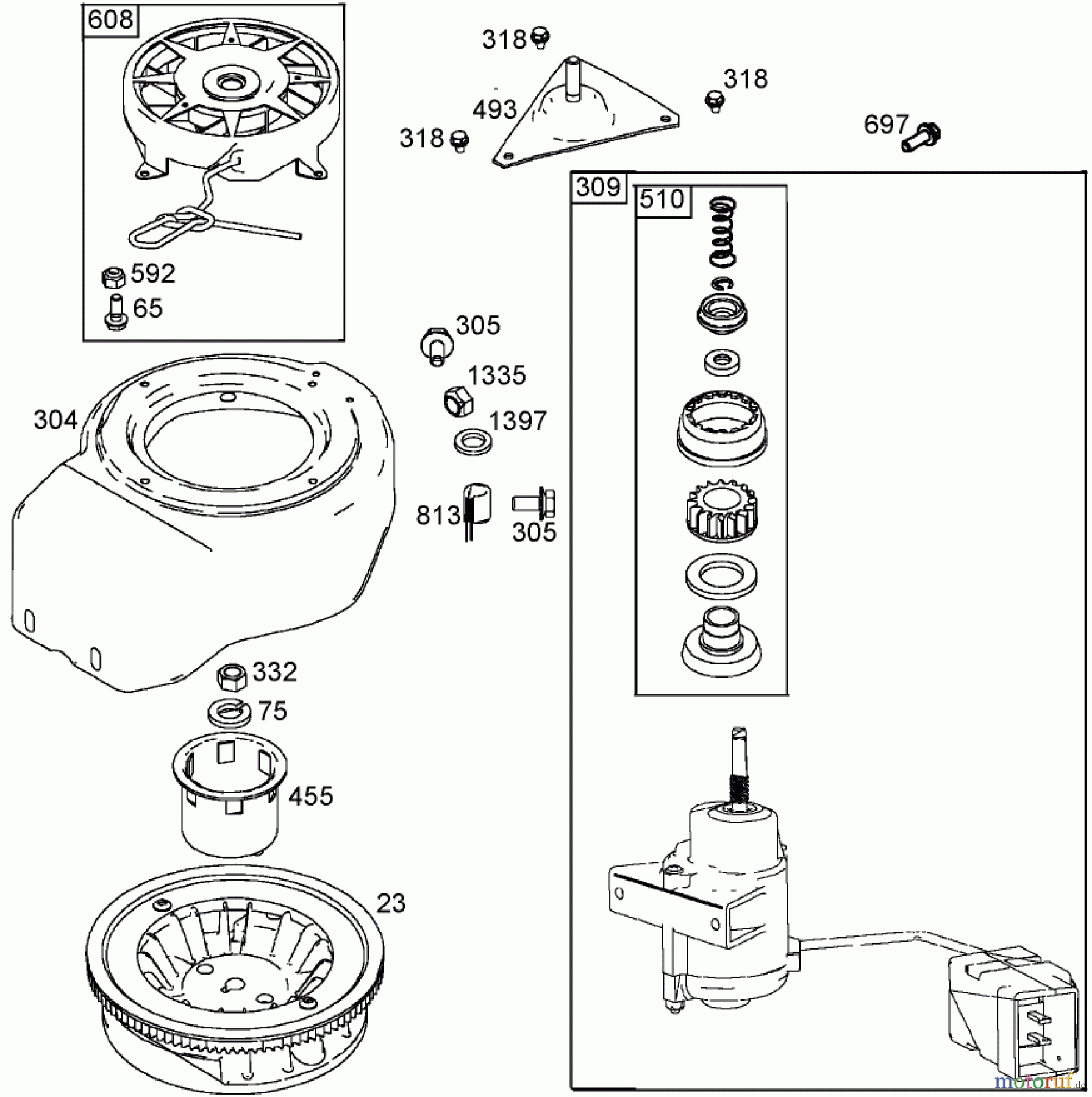  Toro Neu Snow Blowers/Snow Throwers Seite 1 38445 (3650) - Toro CCR 3650 Snowthrower, 2001 (210000001-210999999) FLYWHEEL, BLOWER HOUSING, AND STARTER ASSEMBLIES BRIGGS AND STRATTON 084233-0198-E1