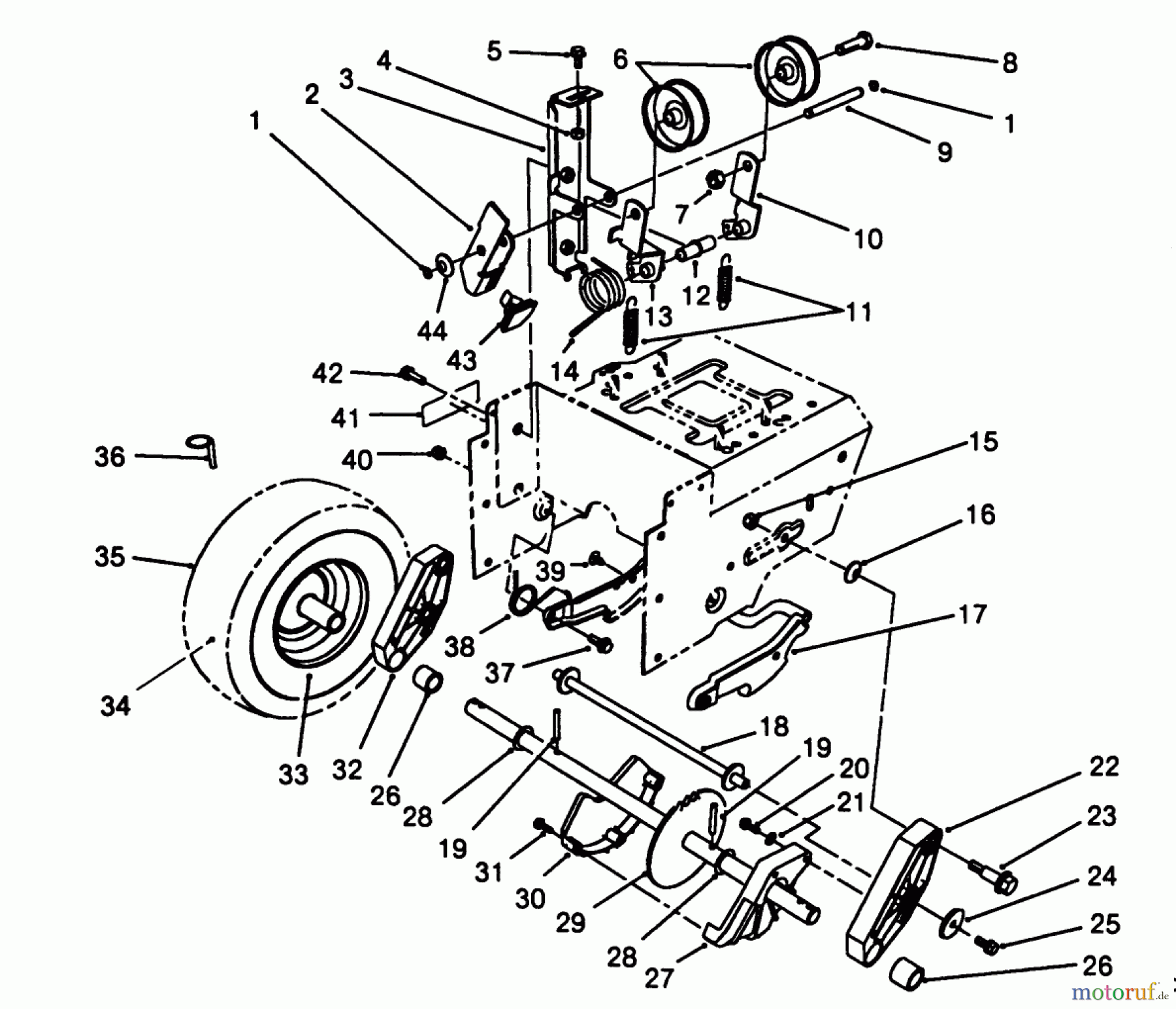 Toro Neu Snow Blowers/Snow Throwers Seite 1 38505 (624) - Toro 624 Power Shift Snowthrower, 1988 (8000001-8999999) TRACTION DRIVE ASSEMBLY