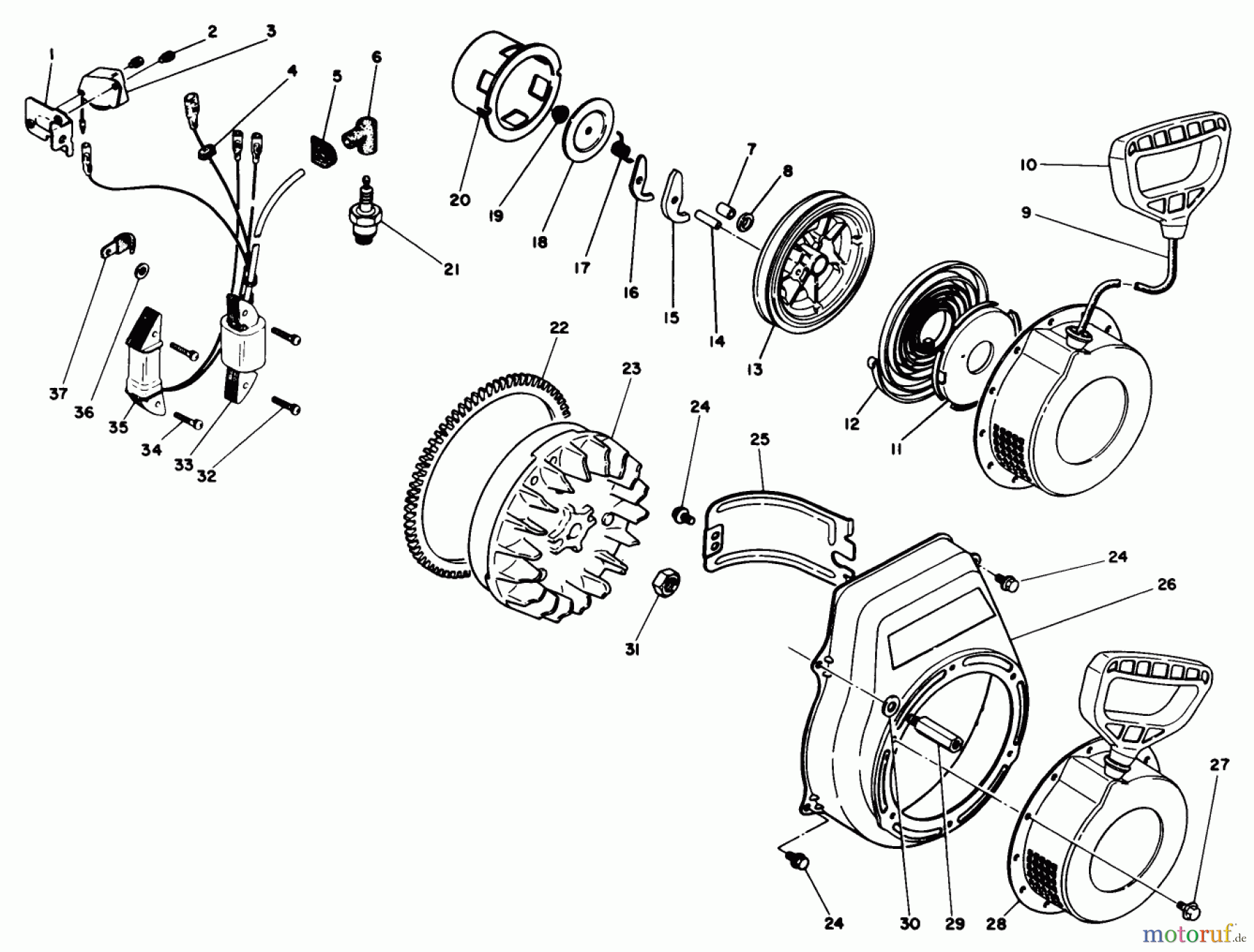 Toro Neu Snow Blowers/Snow Throwers Seite 1 38505 (624) - Toro 624 Power Shift Snowthrower, 1989 (9000001-9999999) ENGINE NO. 68-8280 IGNITION ASSEMBLY