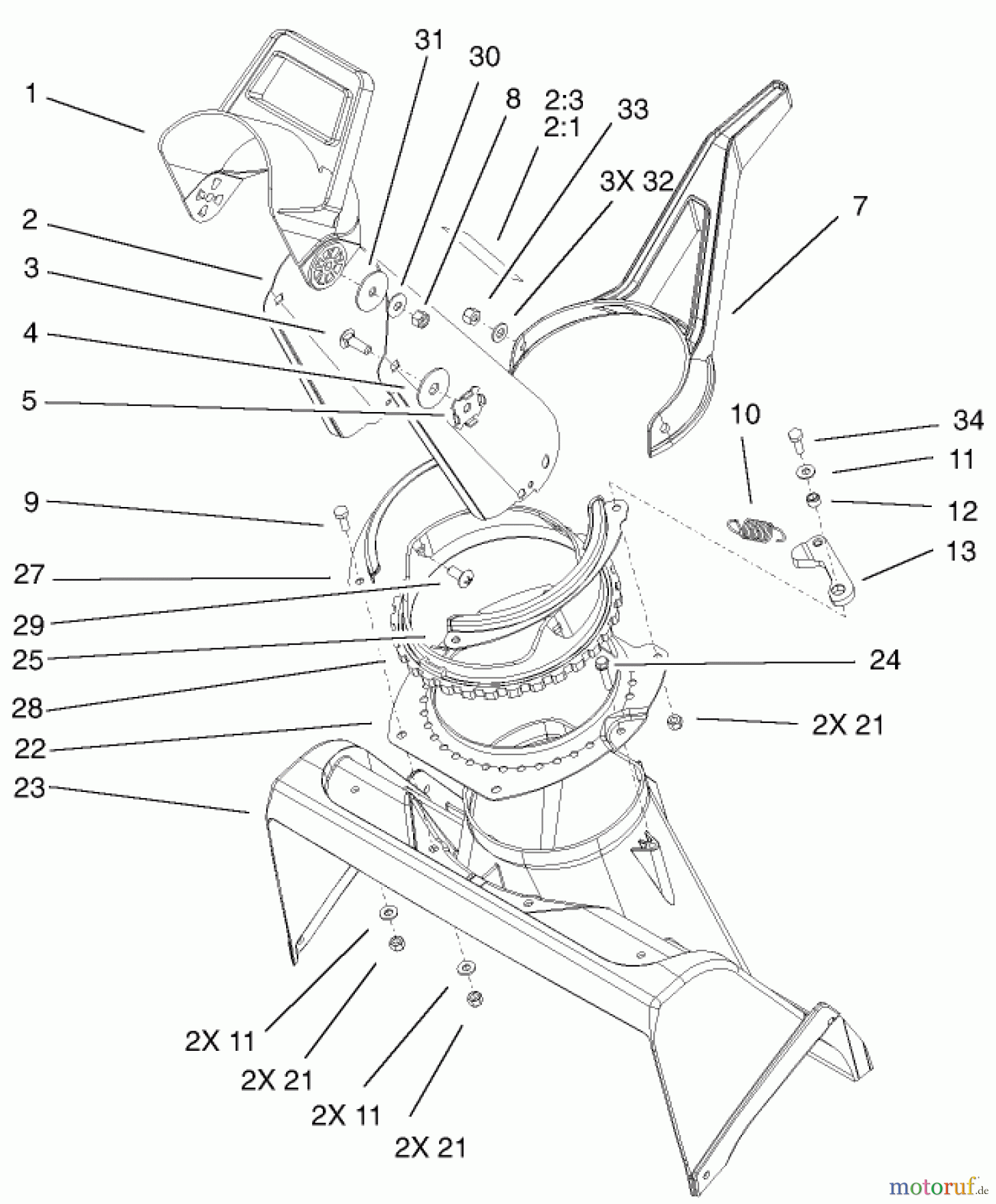  Toro Neu Snow Blowers/Snow Throwers Seite 1 38516 (2450) - Toro CCR 2450 GTS Snowthrower, 2003 (230000001-230999999) CHUTE ASSEMBLY