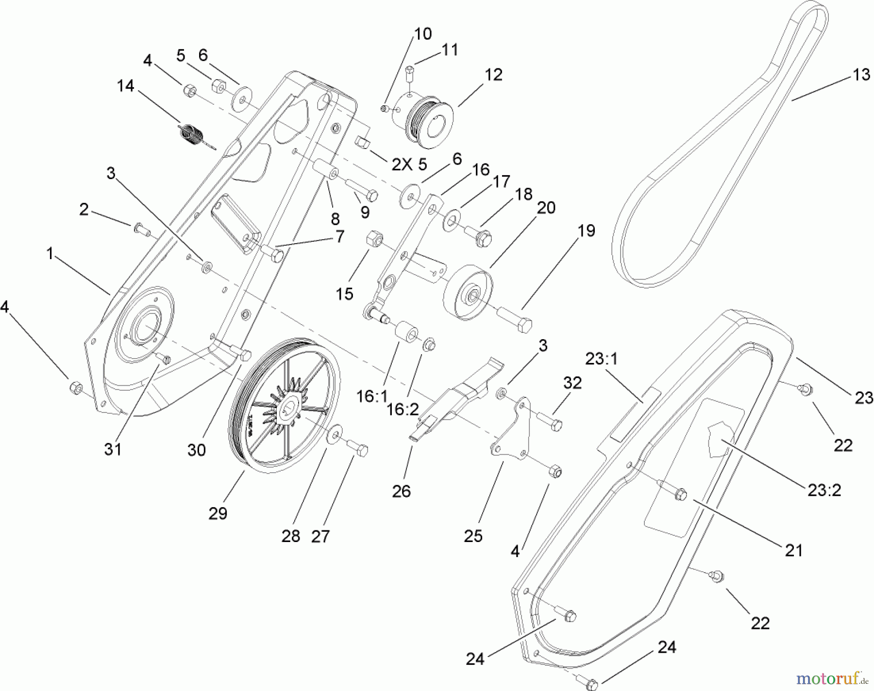  Toro Neu Snow Blowers/Snow Throwers Seite 1 38516 (2450) - Toro CCR 2450 GTS Snowthrower, 2006 (260000001-260010000) IMPELLER DRIVE ASSEMBLY