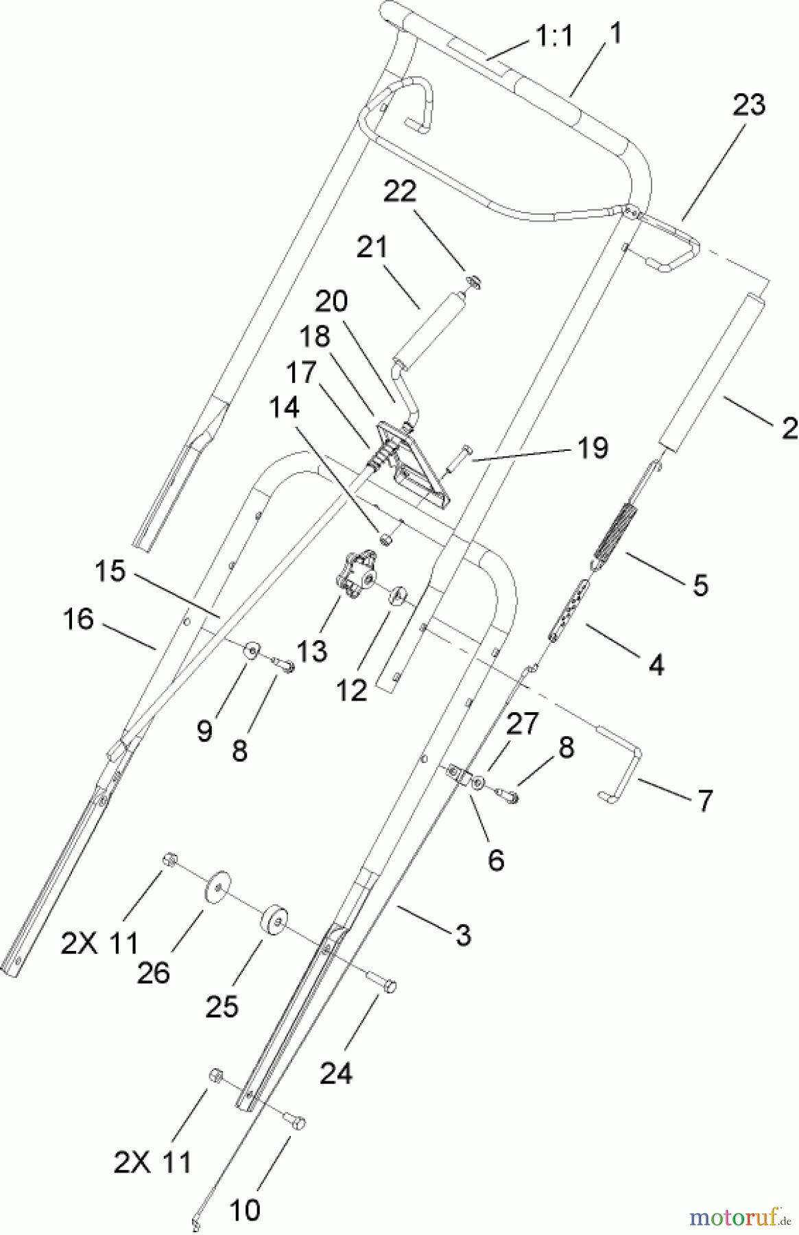 Toro Neu Snow Blowers/Snow Throwers Seite 1 38518 (3650) - Toro CCR 3650 GTS Snowthrower, 2007 (270010001-270999999) HANDLE ASSEMBLY