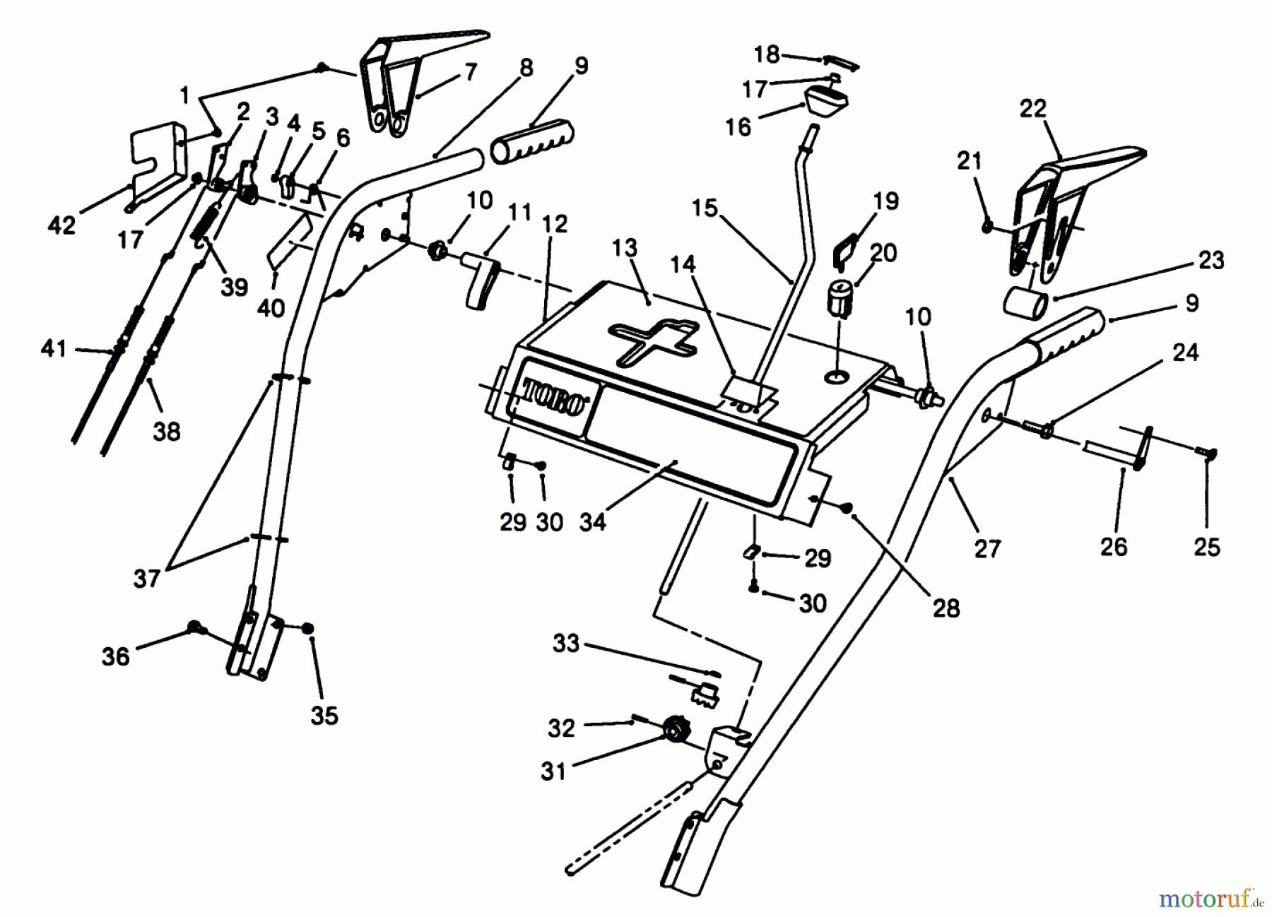  Toro Neu Snow Blowers/Snow Throwers Seite 1 38525 (724) - Toro 724 Power Shift Snowthrower, 1988 (8000001-8999999) HANDLE ASSEMBLY