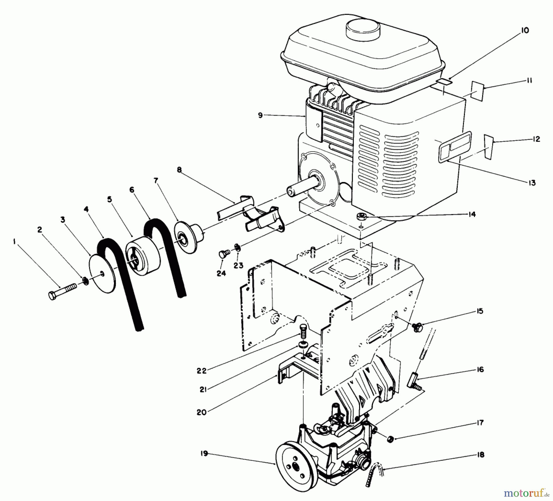 Toro Neu Snow Blowers/Snow Throwers Seite 1 38525 (724) - Toro 724 Power Shift Snowthrower, 1989 (9000001-9999999) ENGINE ASSEMBLY