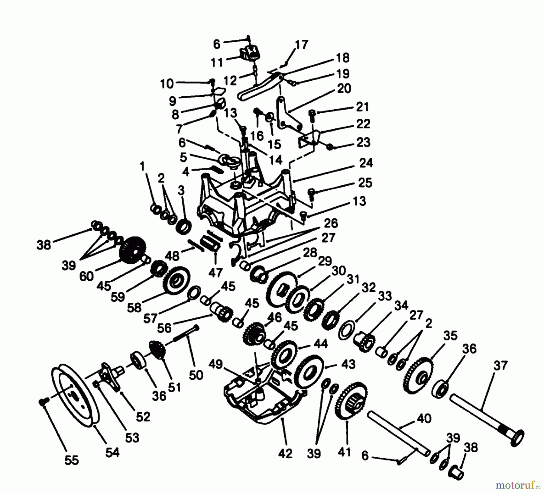  Toro Neu Snow Blowers/Snow Throwers Seite 1 38540 (824) - Toro 824 Power Shift Snowthrower, 1988 (8000001-8999999) TRANSMISSION ASSEMBLY NO. 62-0190