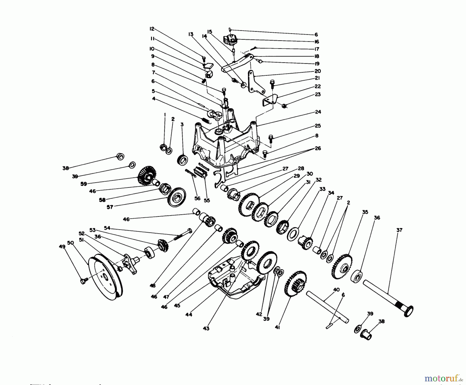  Toro Neu Snow Blowers/Snow Throwers Seite 1 38543 (824) - Toro 824 Power Shift Snowthrower, 1991 (1000001-1999999) TRANSMISSION ASSEMBLY NO. 66-8030