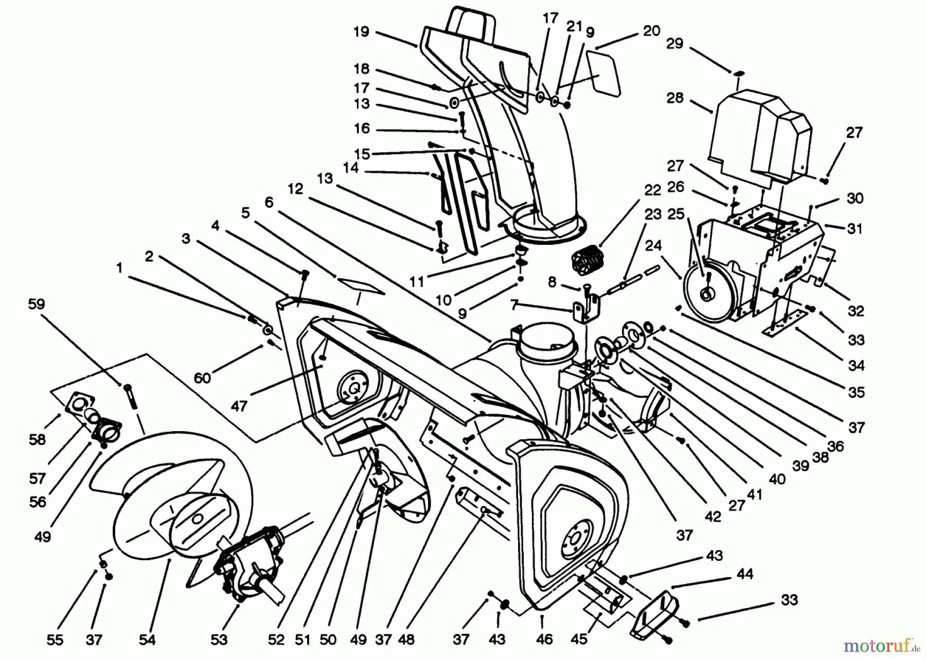  Toro Neu Snow Blowers/Snow Throwers Seite 1 38540 (824) - Toro 824 Power Shift Snowthrower, 1993 (3900001-3999999) HOUSING & CHUTE ASSEMBLY